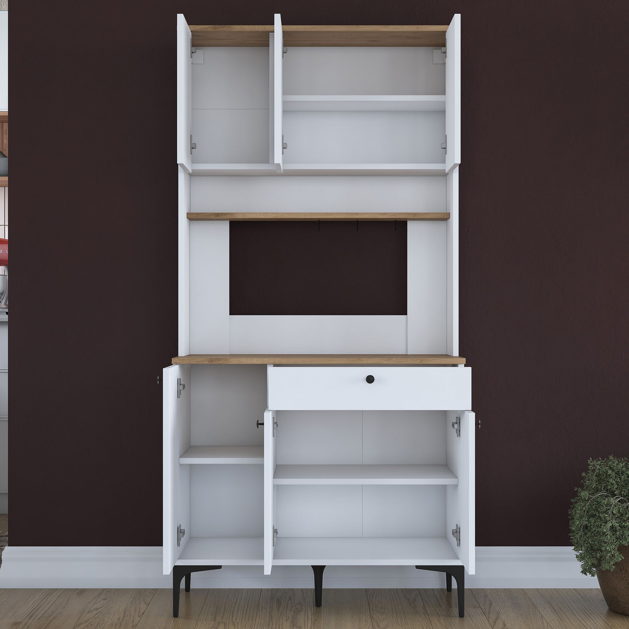 Dulap multifuncțional Hanah Home, PAL melaminat, 90.2 x 45 x 184.2 cm, nuc/alb, 893RAN5512 — imaginea 5
