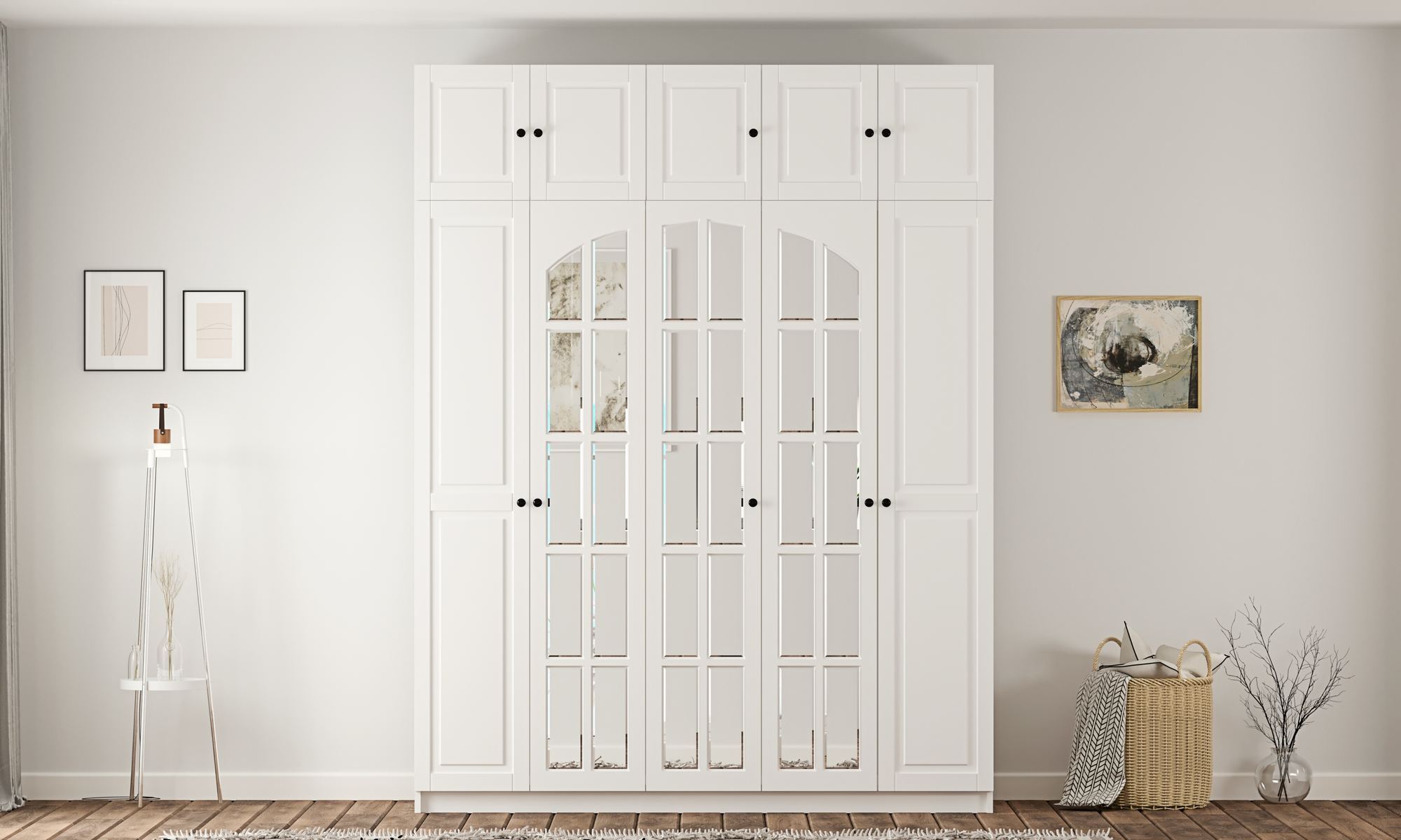 Dulap Hanah Home, PAL melaminat, 175 x 52 x 240 cm, alb mat, 167RAB1207 — imaginea 5