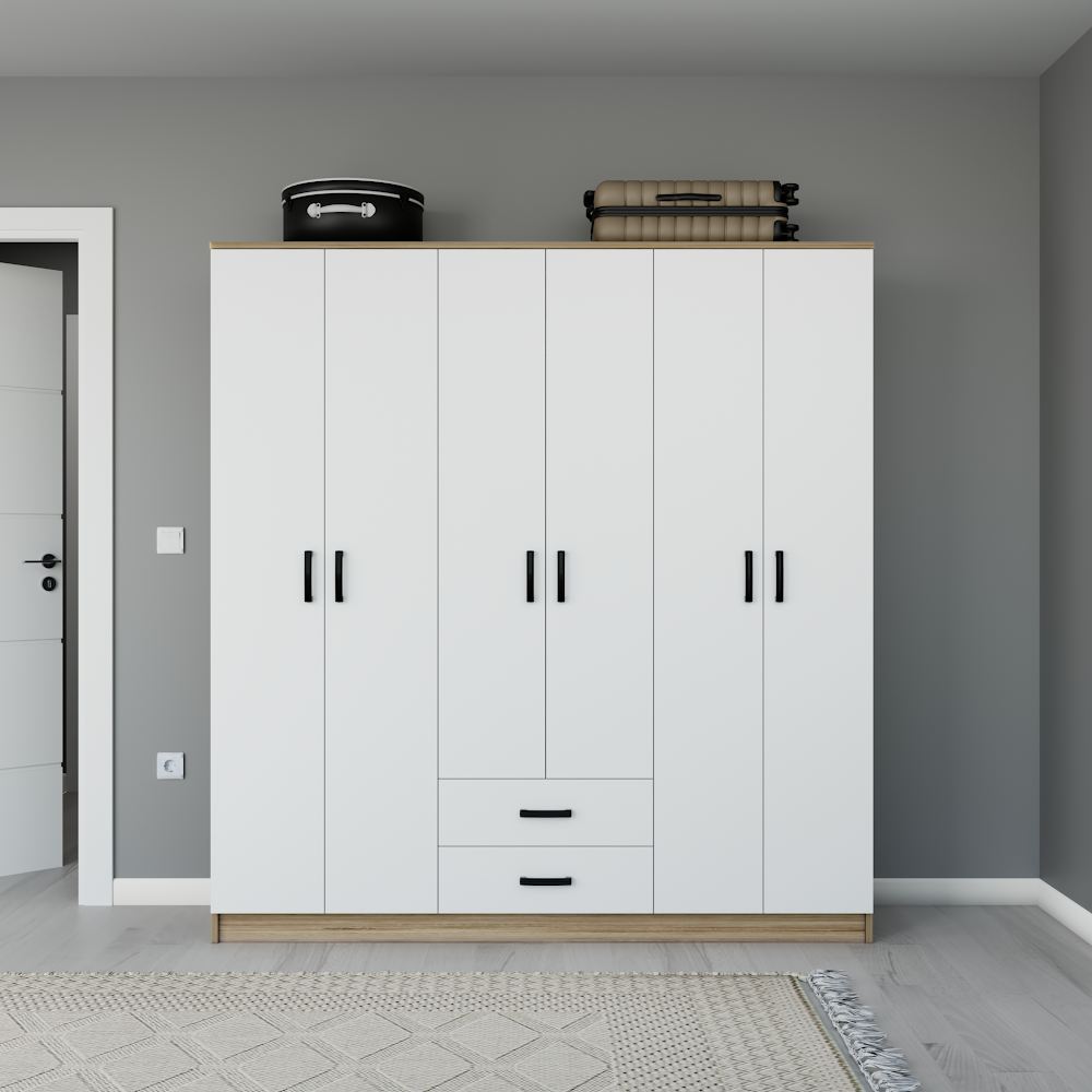 Dulap Hanah Home, PAL melaminat, 180 x 45 x 190 cm, deschis nuc, 350MWD1155 — imaginea 5