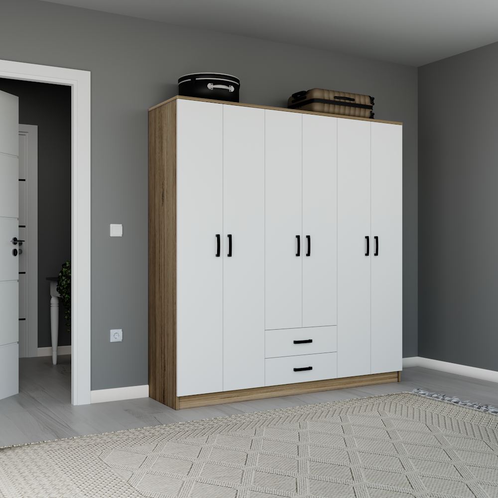 Dulap Hanah Home, PAL melaminat, 180 x 45 x 190 cm, deschis nuc, 350MWD1155 — imaginea 6