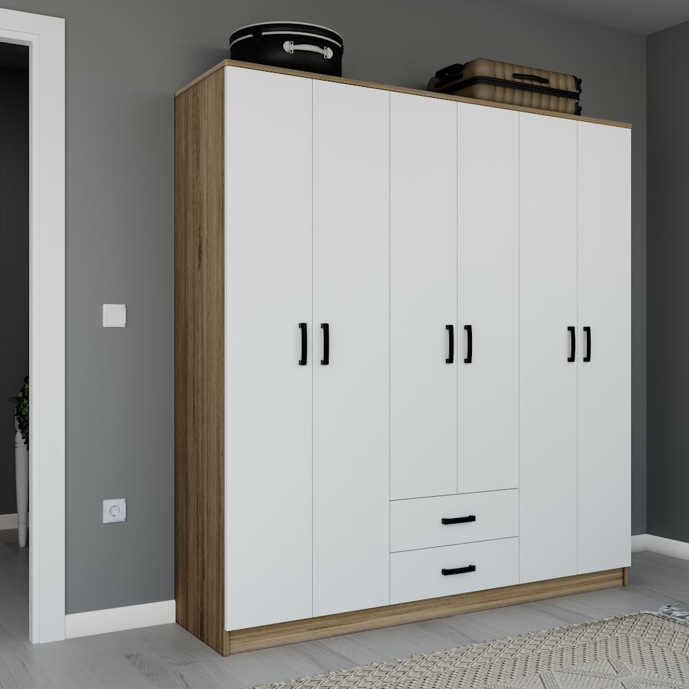 Dulap Hanah Home, PAL melaminat, 180 x 45 x 190 cm, deschis nuc, 350MWD1155 — imaginea 8