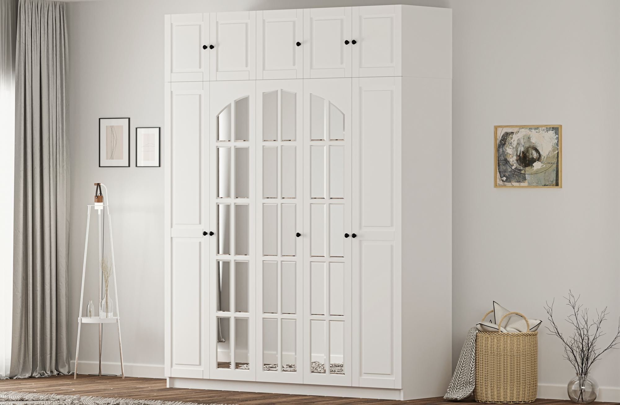 Dulap Hanah Home, PAL melaminat, 175 x 52 x 210 cm, alb mat, 167RAB1206 — imaginea 6