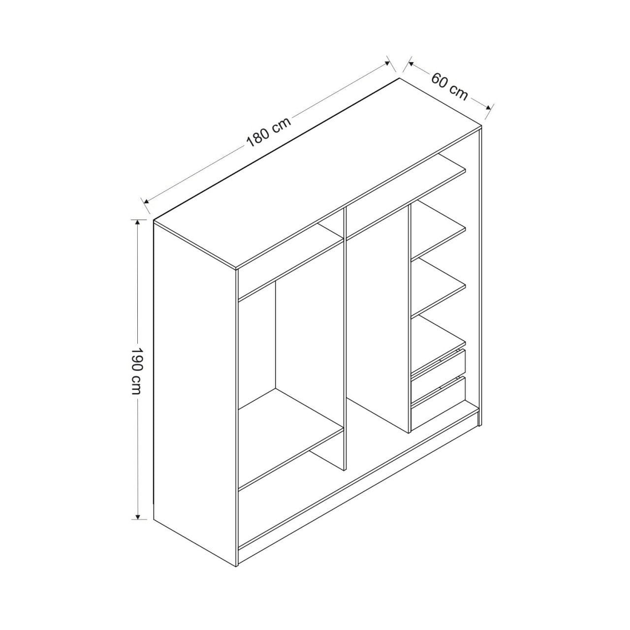 Dulap Hanah Home, PAL melaminat, 180 x 52 x 190 cm, alb/antracit, 506MNR2627 — imaginea 5