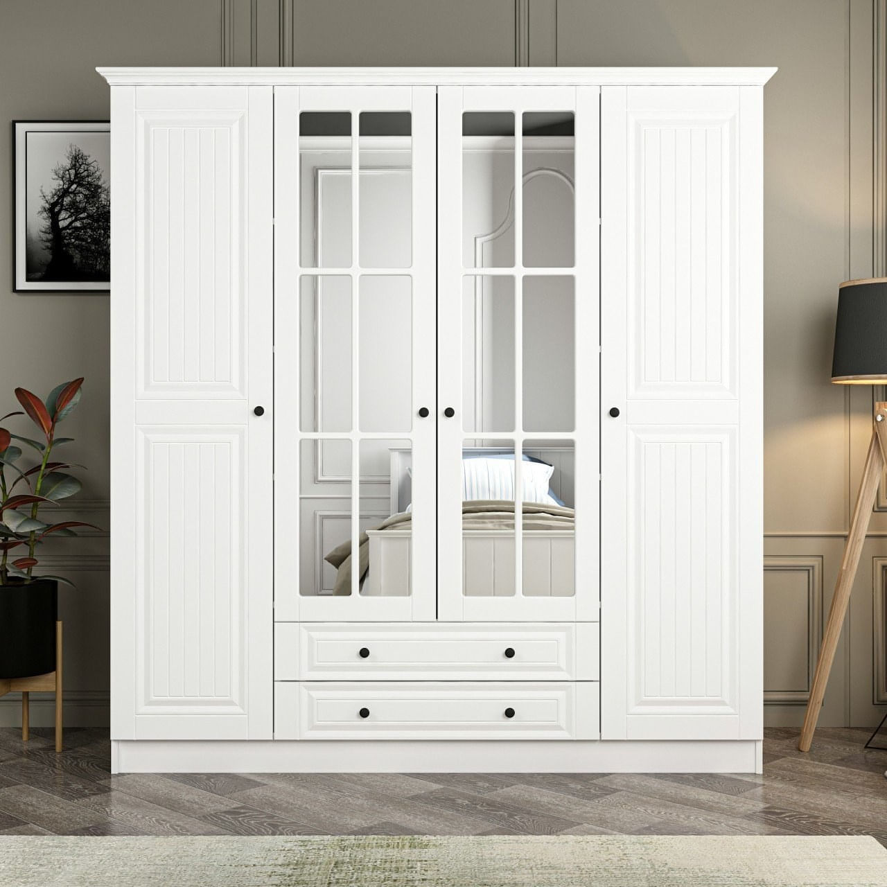 Dulap Hanah Home, PAL melaminat, 180 x 52 x 190 cm, alb, 506MNR2558 — imaginea 5