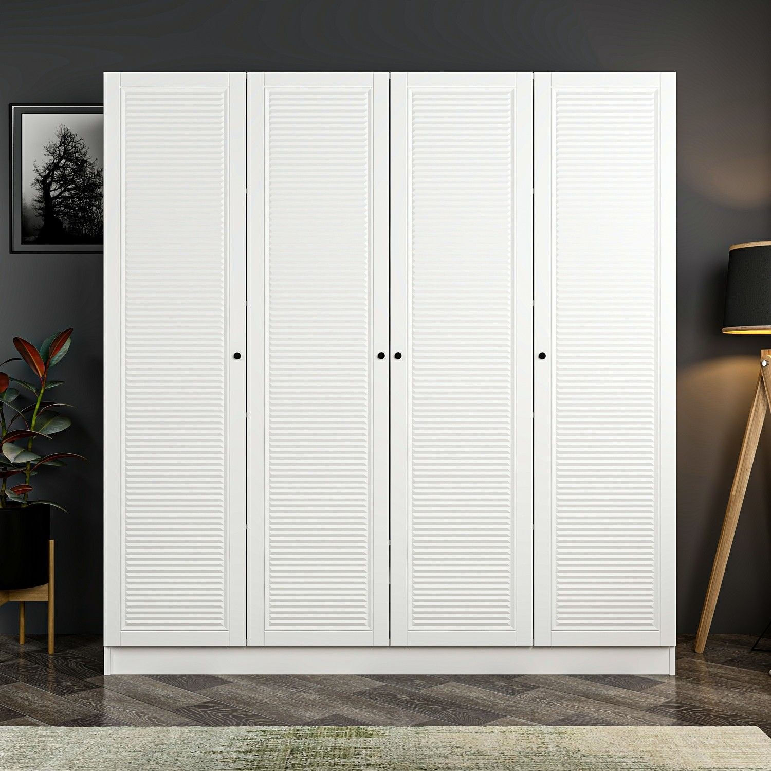 Dulap Hanah Home, PAL melaminat, 180 x 52 x 190 cm, alb, 506MNR2498 — imaginea 5