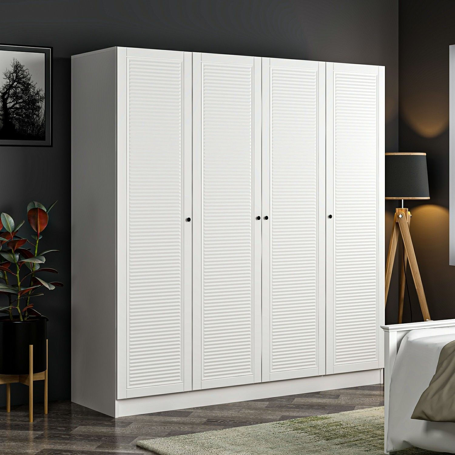 Dulap Hanah Home, PAL melaminat, 180 x 52 x 190 cm, alb, 506MNR2498 — imaginea 6