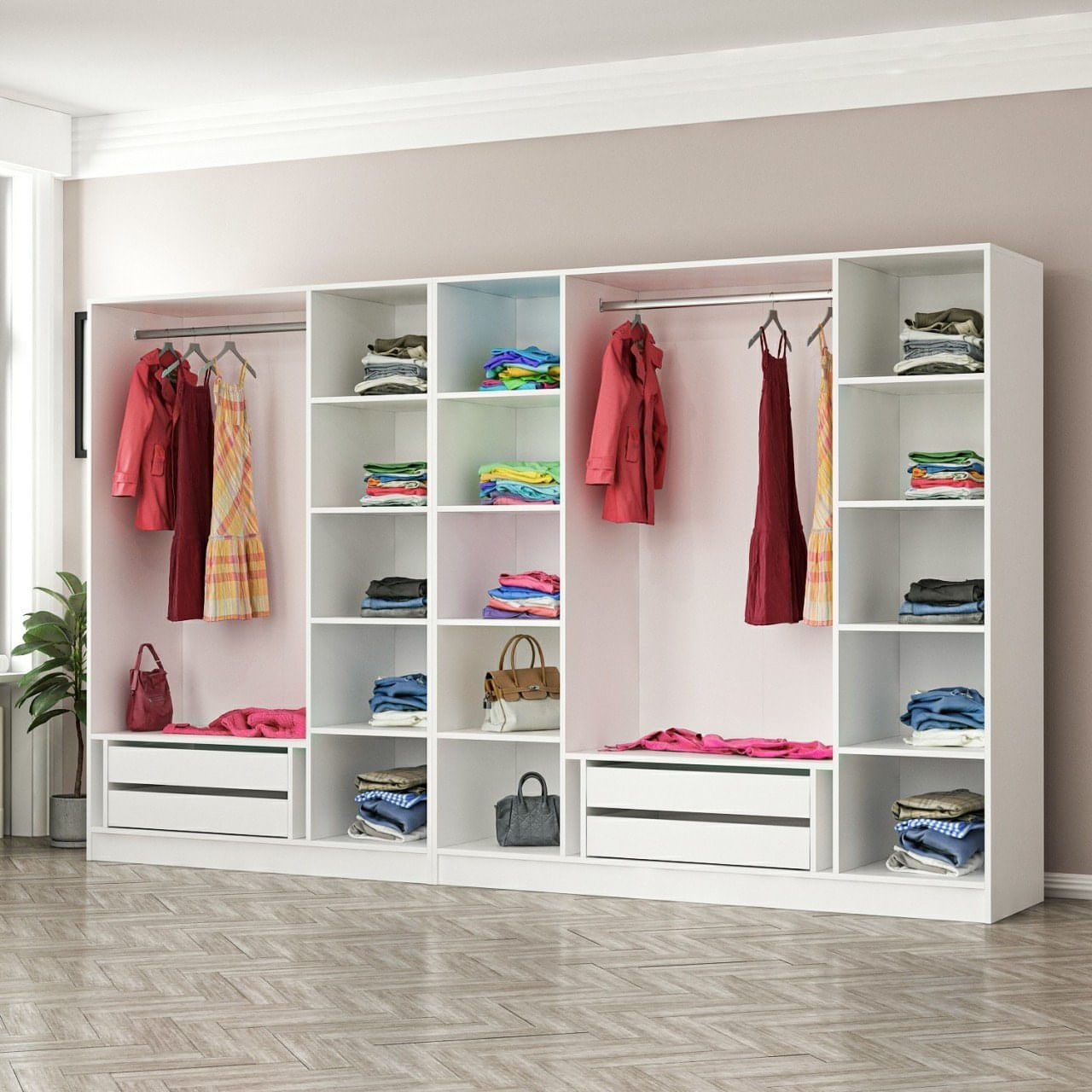 Dulap Hanah Home, PAL melaminat, 315 x 52 x 190 cm, alb, 506MNR2617 — imaginea 4