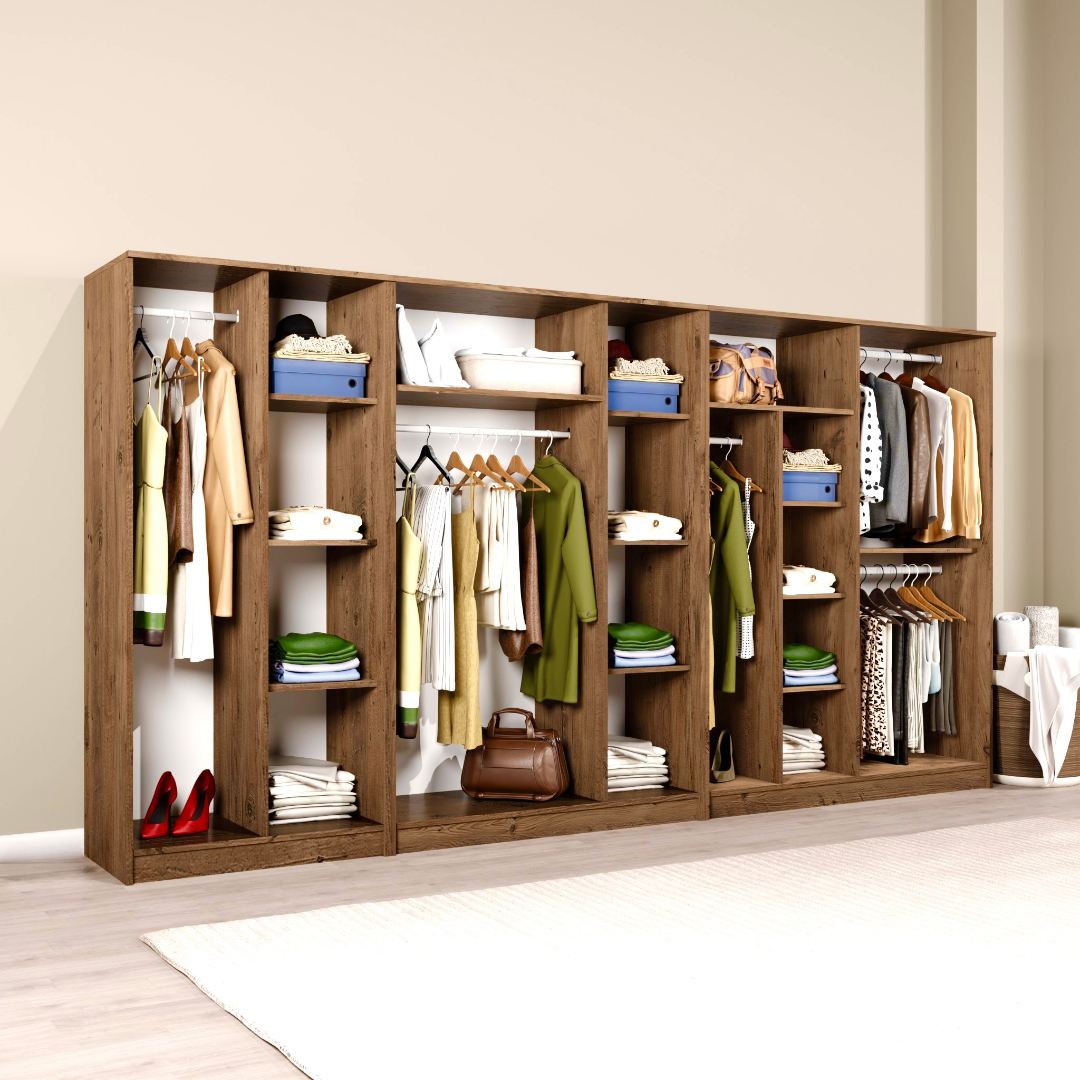 Dulap Hanah Home, PAL melaminat, 340 x 51.8 x 180 cm, atlantic pine, 350MWD1167 — imaginea 6