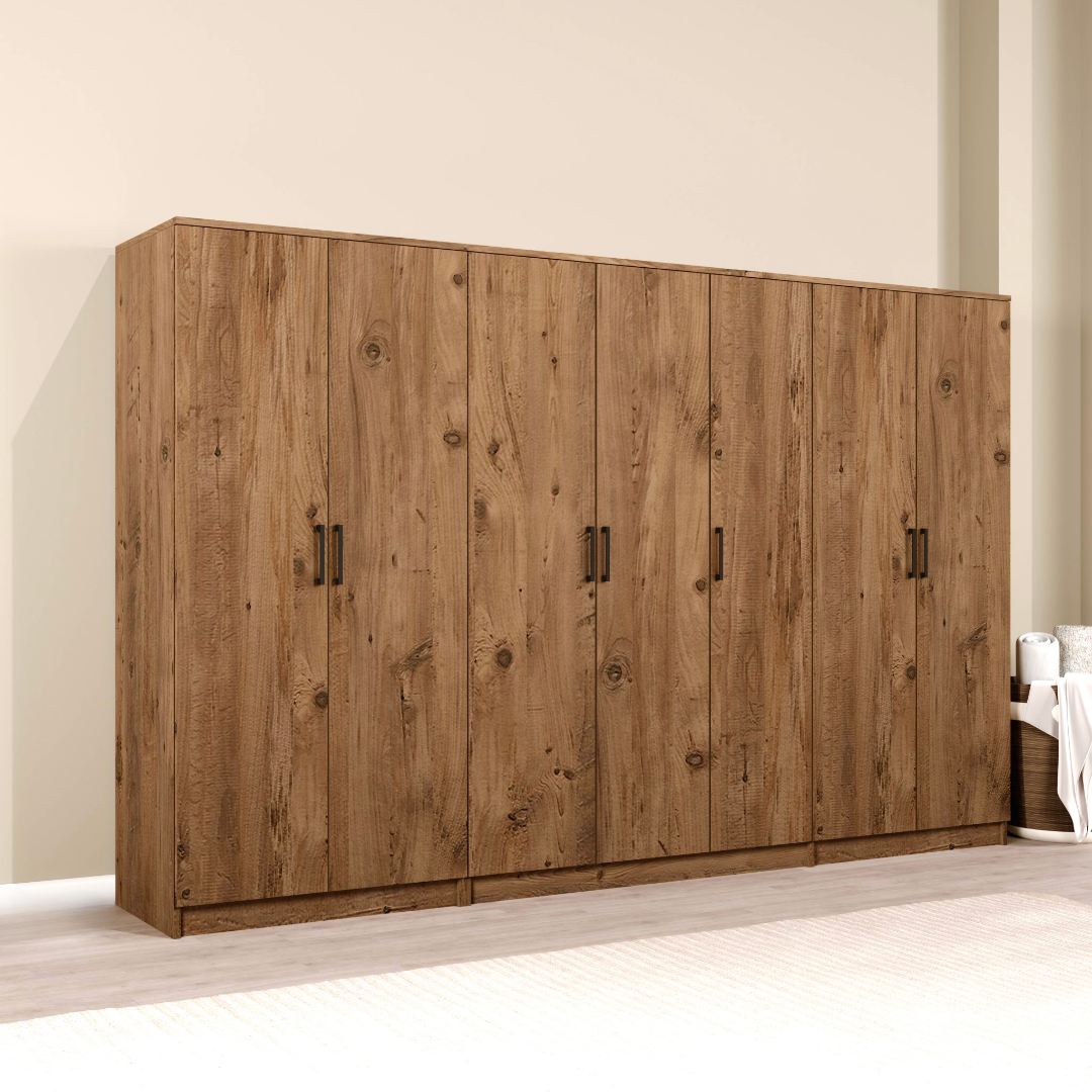 Dulap Hanah Home, PAL melaminat, 280 x 51.8 x 180 cm, atlantic pine, 350MWD1162 — imaginea 4