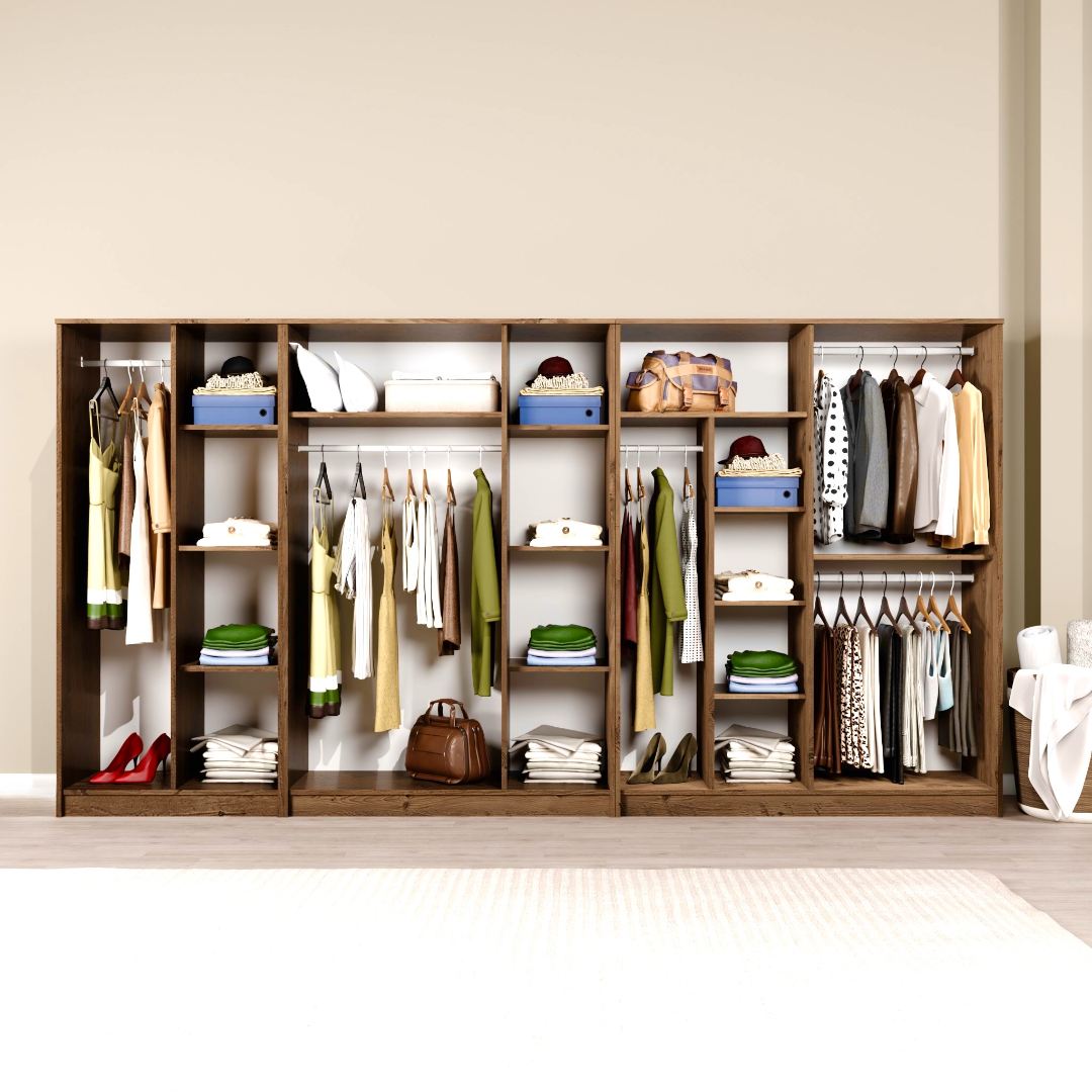 Dulap Hanah Home, PAL melaminat, 340 x 51.8 x 180 cm, atlantic pine, 350MWD1167 — imaginea 8