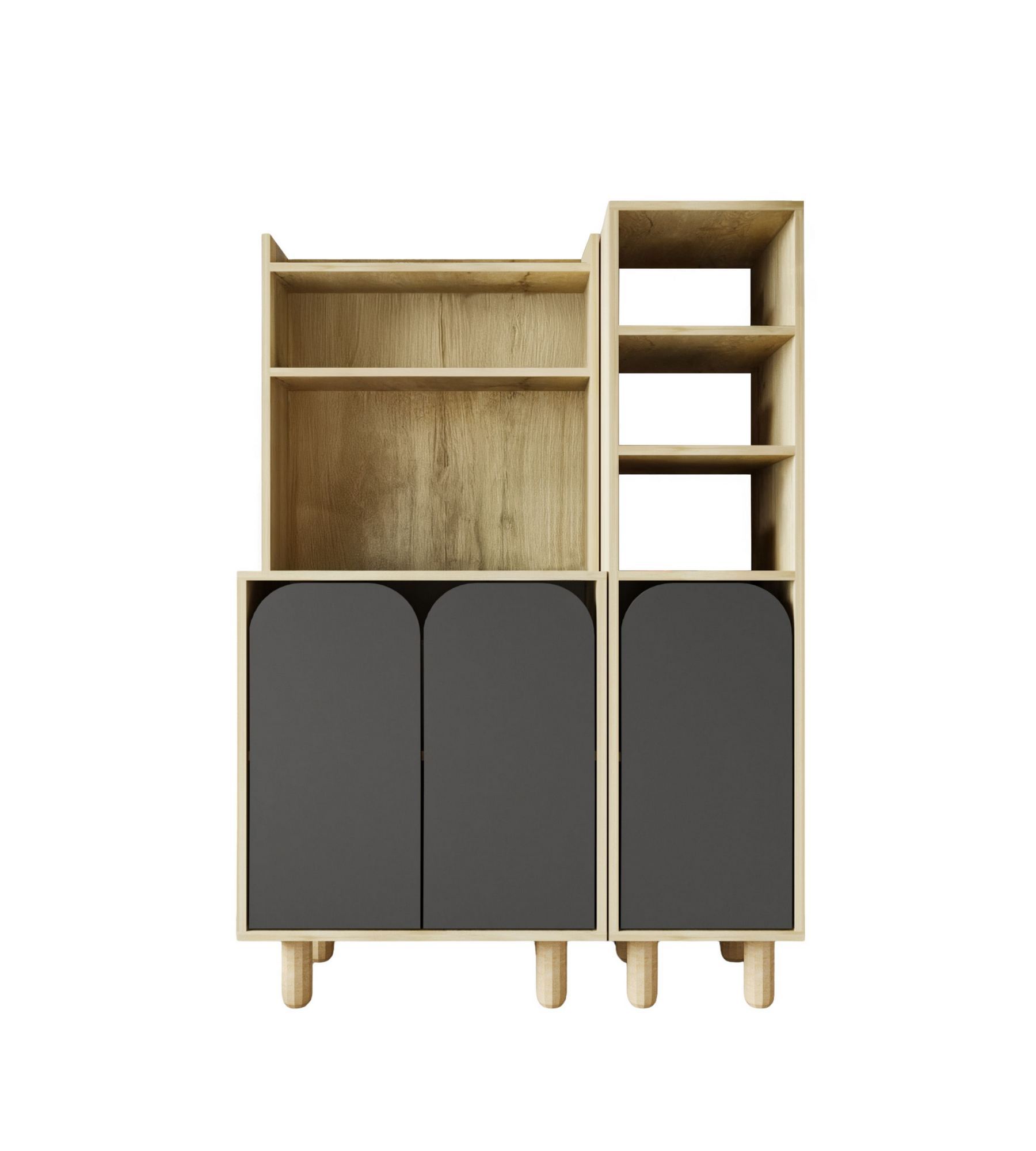 Dulap multifuncțional Hanah Home, PAL melaminat, 105 x 40 x 155 cm, sapphire stejar/antracit, 469ORN1315 — imaginea 3