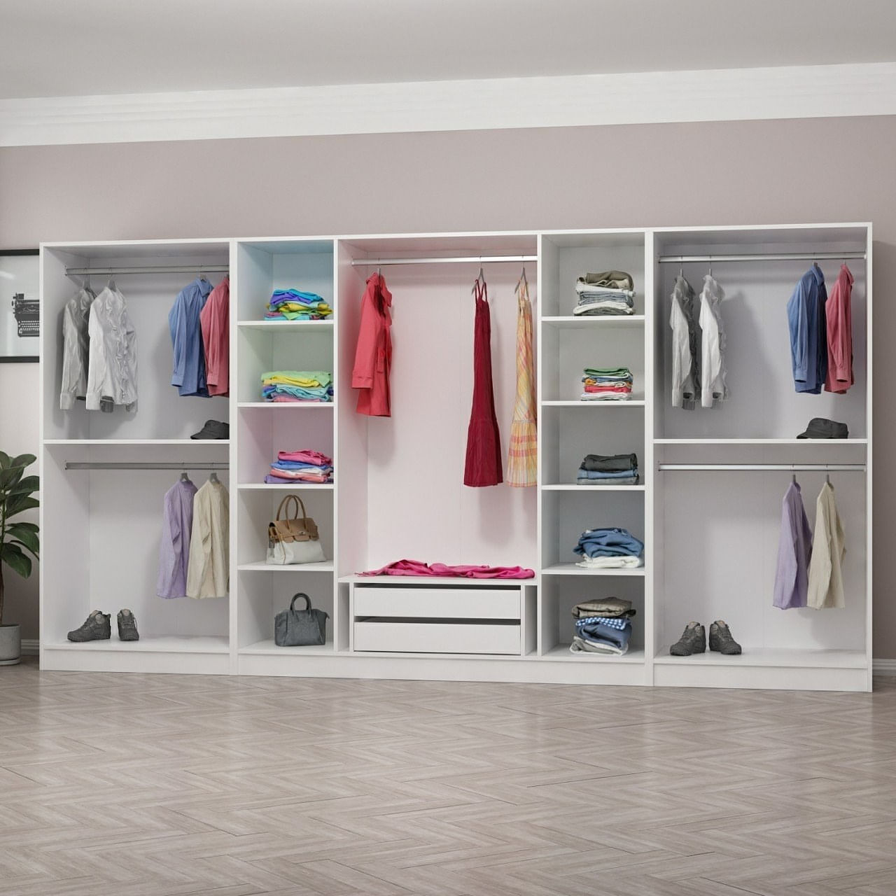 Dulap Hanah Home, PAL melaminat, 360 x 52 x 210 cm, alb, 506MNR2772 — imaginea 7
