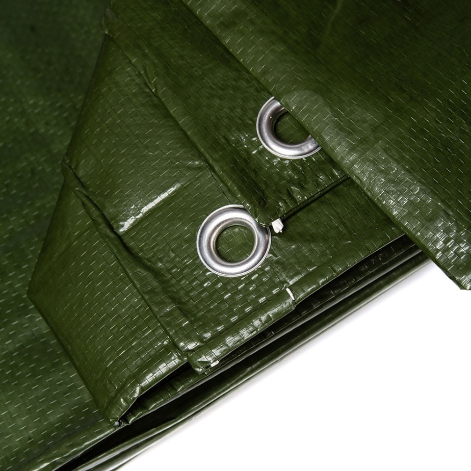 Prelata verde de acoperire Mar-Pol 6x10 m, 120 g/mp, cu capse metalice si colturi intarite pentru protectie la exterior — imaginea 2