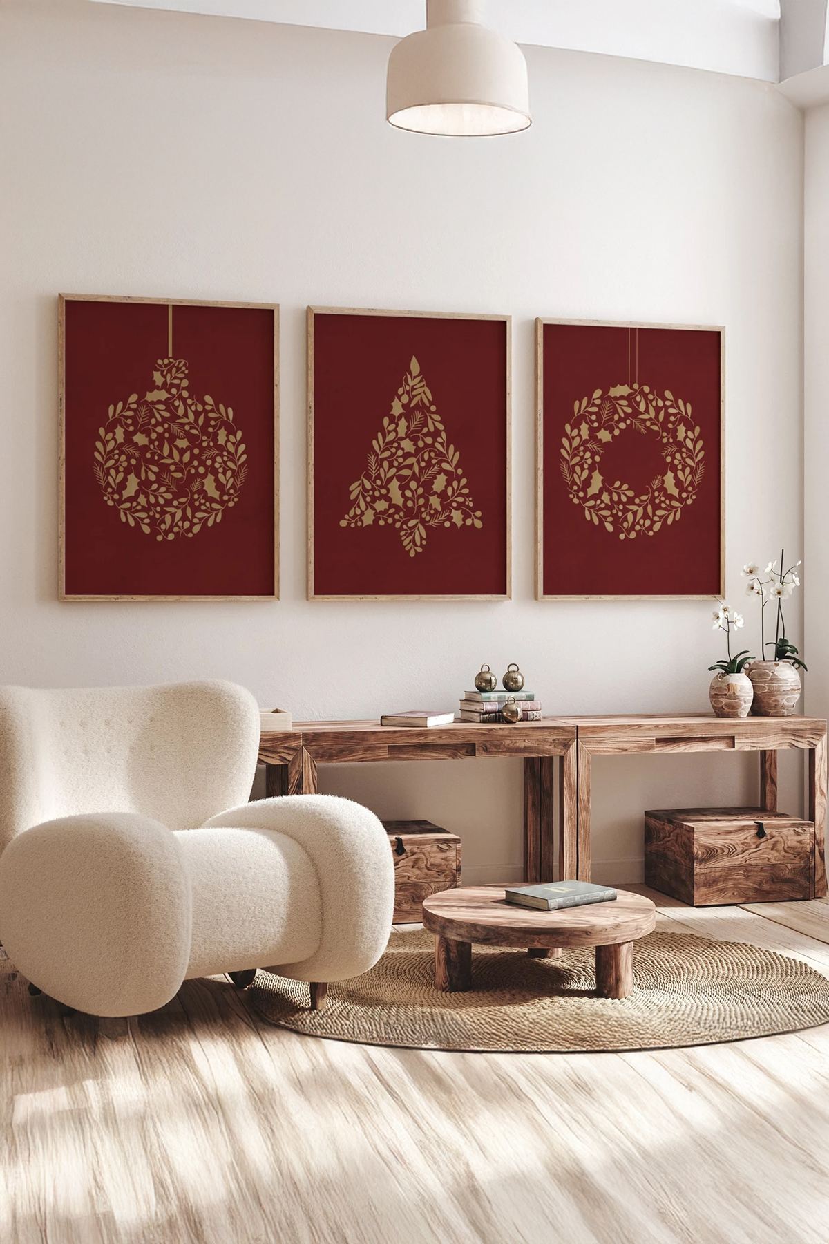 Set tablouri cu ramă (3 bucăți) Wallxpert, MDF, 33 x 48 cm, multicolor, 879DKT1221