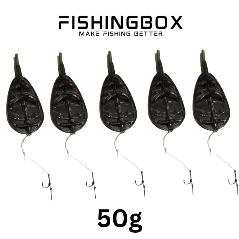 Set 5 monturi method feeder 50 g – montura method feeder 50 g, ideal pentru crap, feeder & pescuit sportiv 50g 50g 50g 50g 50g
