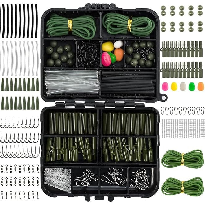 Set 278 accesorii pescuit crap, cutie, cleme, carlige, agrafe, legaturi, tuburi, porumb flotabil
