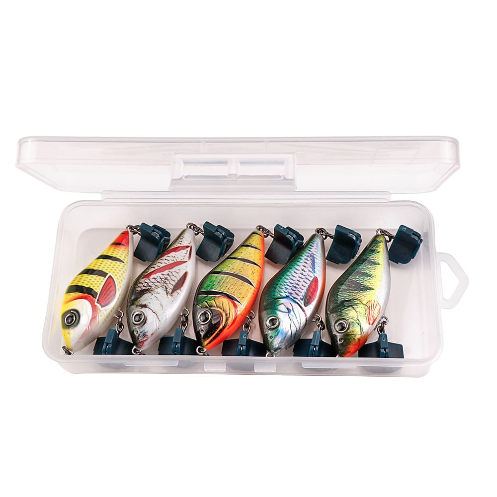 Set 5 voblere JERKBAIT Slider 6cm 13g, momeli adancime stiuca salau biban, actiune laterala agresiva