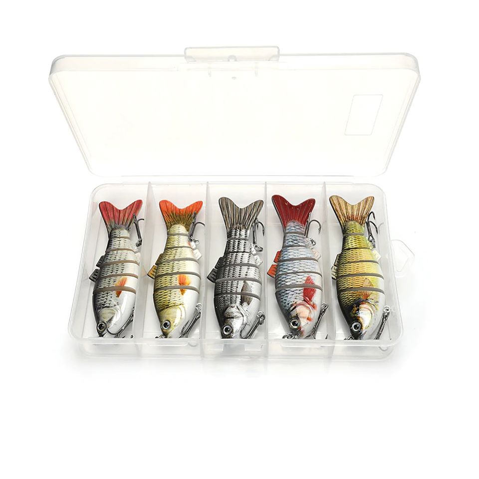Set 5 voblere crankbait sinking 10cm 17.5g, naluci stiuca somn salau, vibratii puternice, spinning