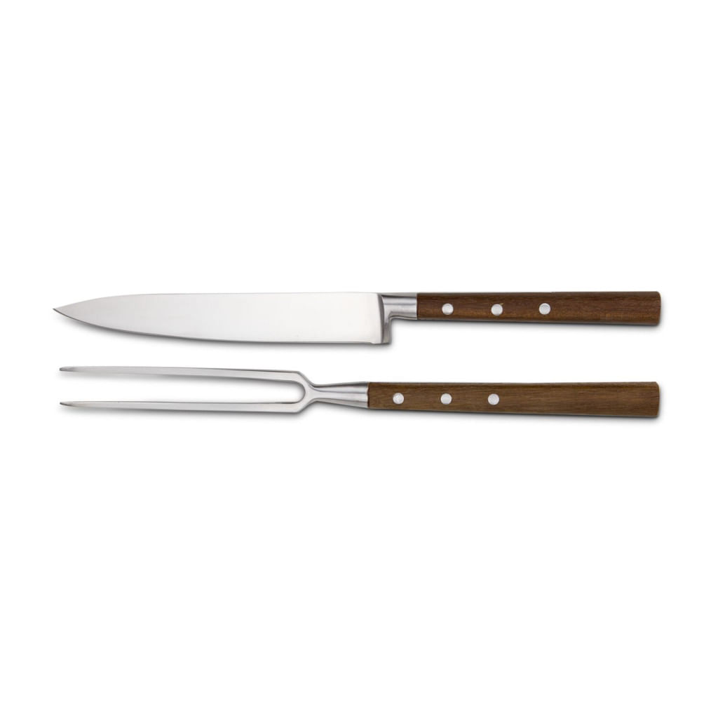 Set transare Rominox Scolpi, cutit si furculita, lemn piersic, cutie cadou, 32 cm, inox — imaginea 5