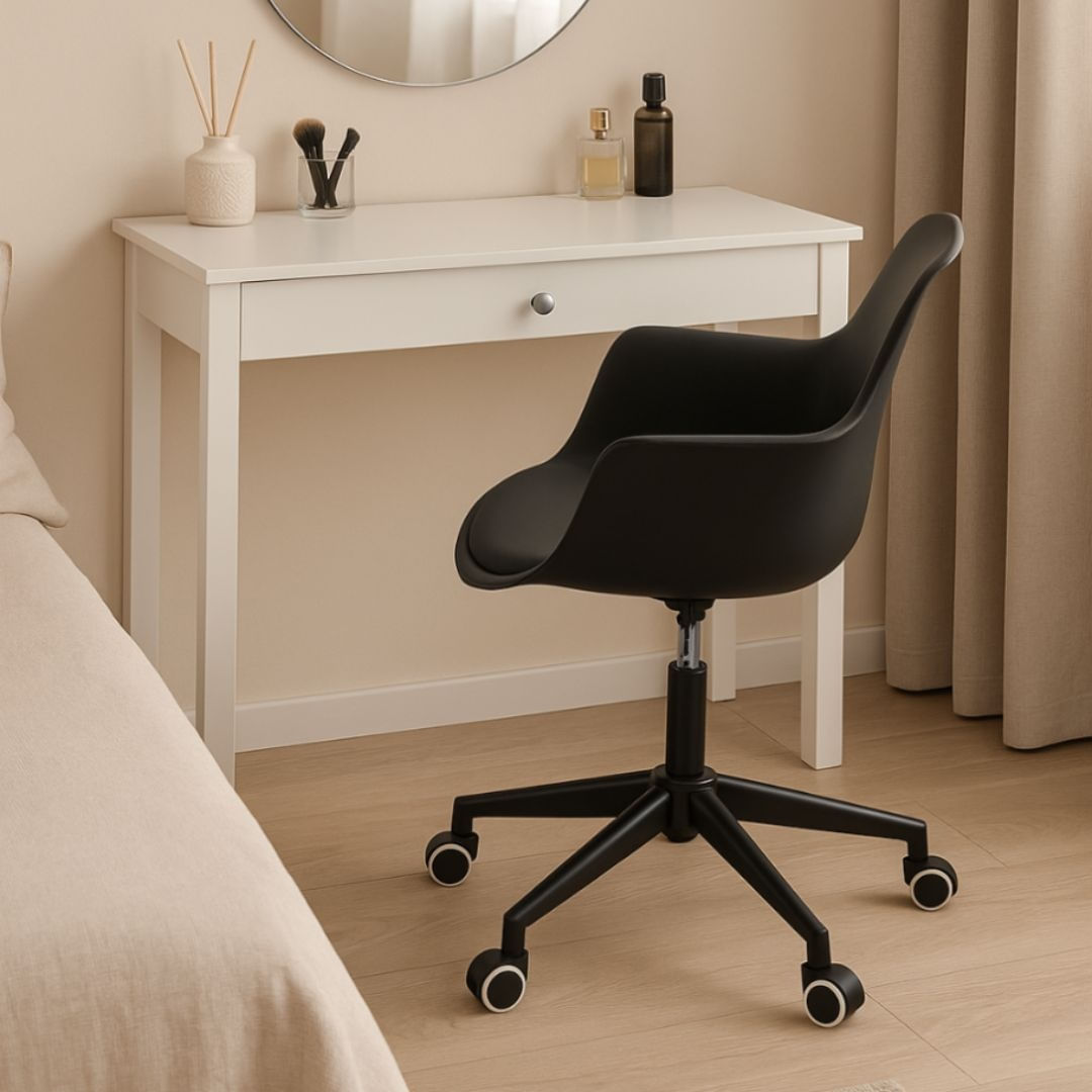 Scaun de birou INEZ, Jumi, negru, reglabil pe inaltime, cu roti si brate — imaginea 4