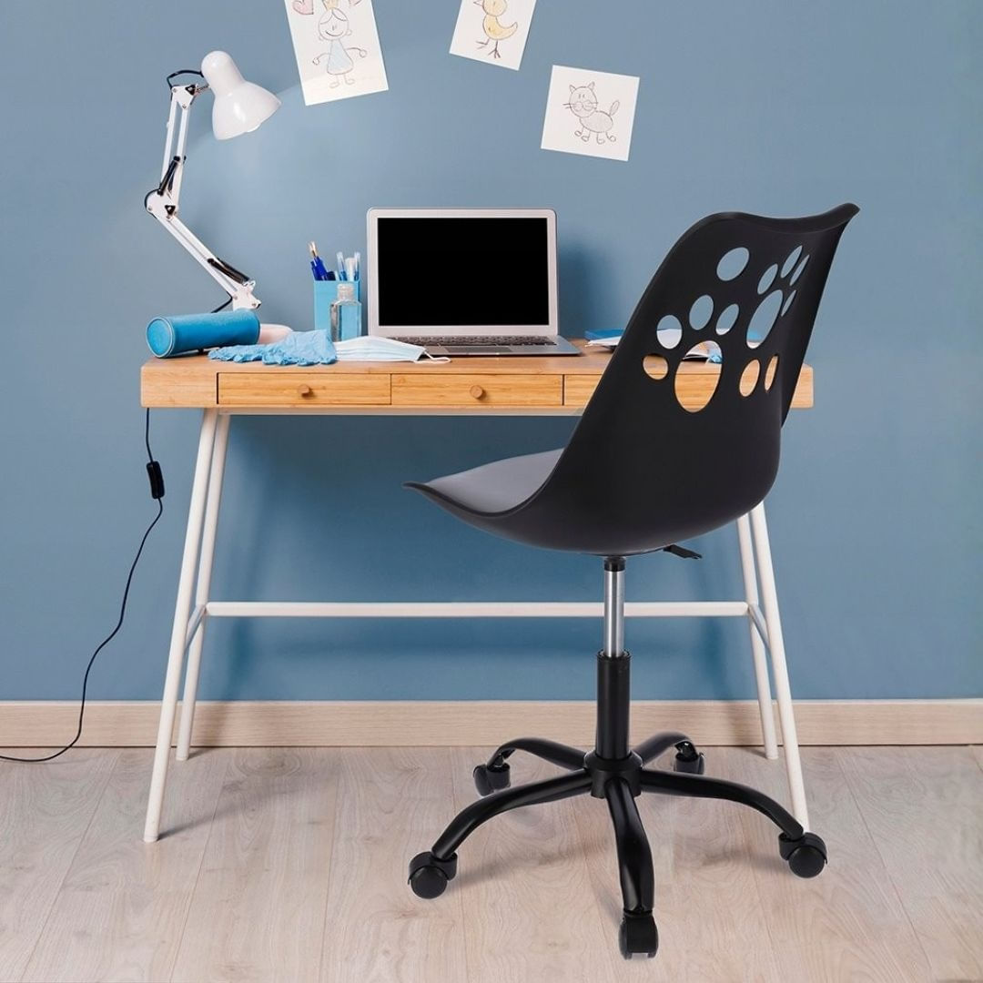 Scaun de birou ergonomic pivotant Joy, reglabil pe inaltime, cu roti si perna de sezut, negru/gri — imaginea 3