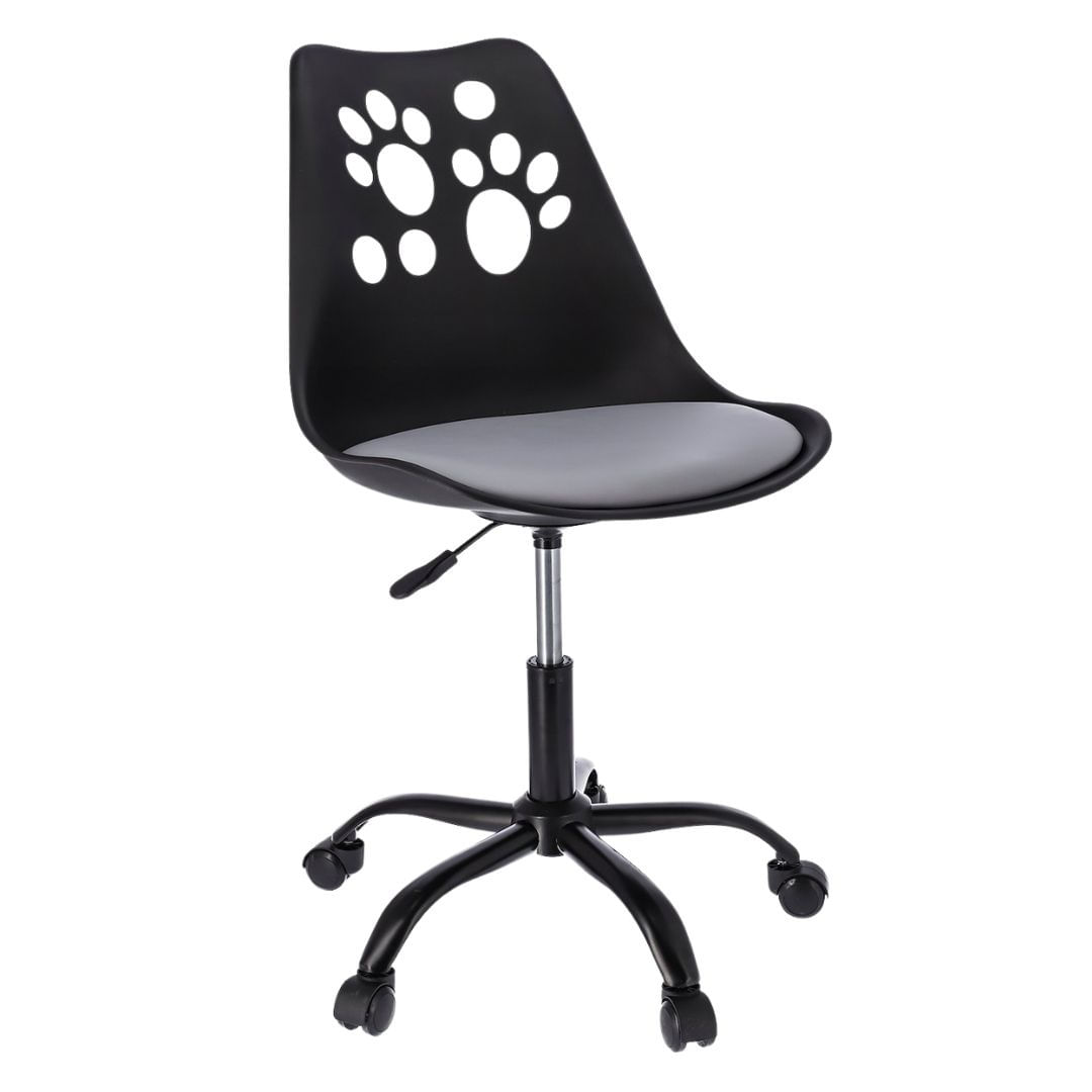 Scaun de birou ergonomic pivotant Joy, reglabil pe inaltime, cu roti si perna de sezut, negru/gri — imaginea 5