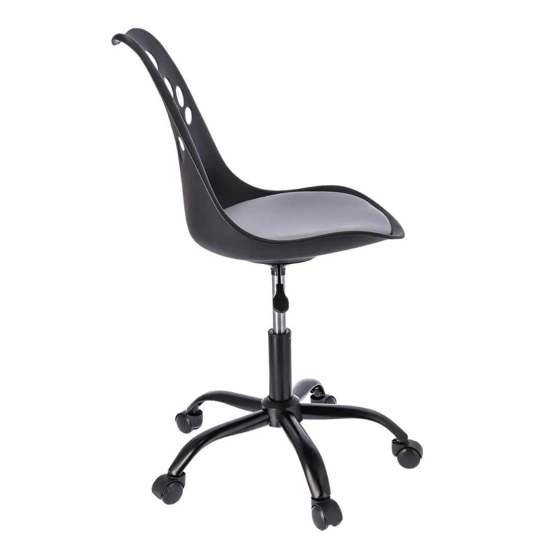 Scaun de birou ergonomic pivotant Joy, reglabil pe inaltime, cu roti si perna de sezut, negru/gri — imaginea 6