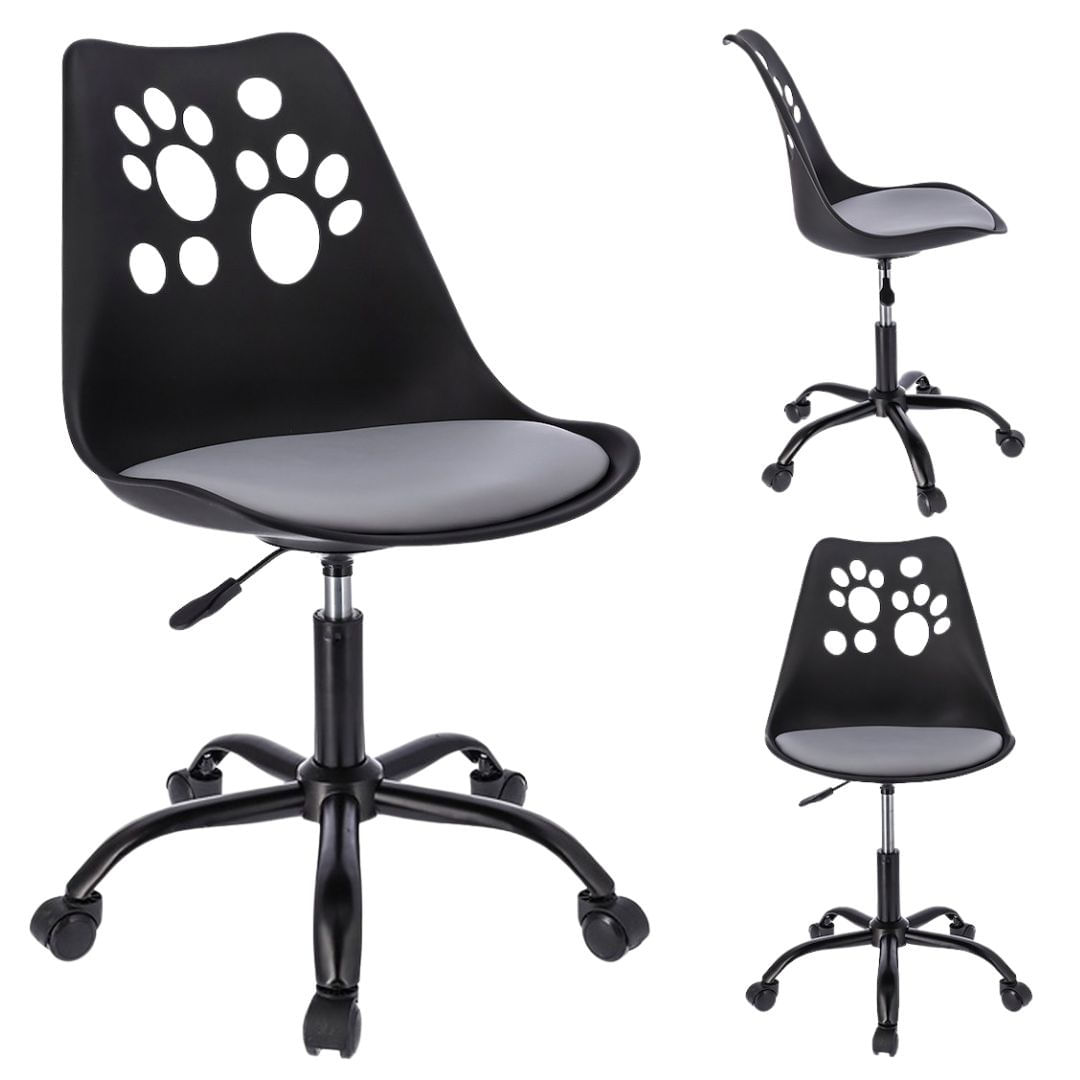 Scaun de birou ergonomic pivotant Joy, reglabil pe inaltime, cu roti si perna de sezut, negru/gri — imaginea 7