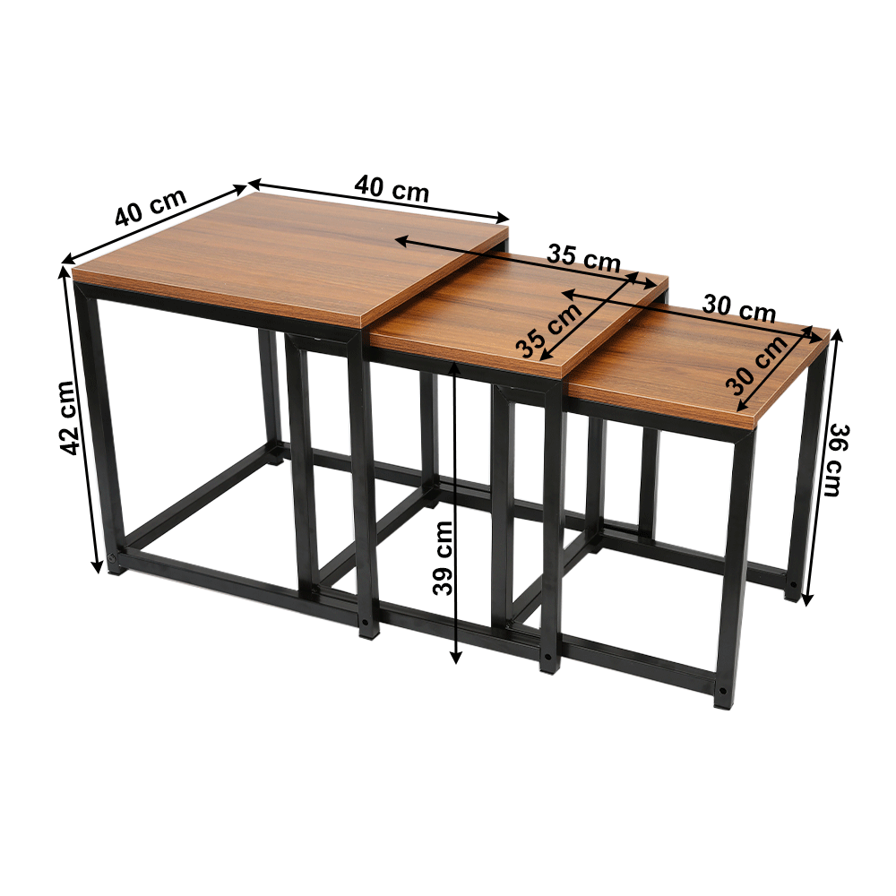 Set 3 masute de cafea, nuc/negru, KASTLER NEW TYP 3 — imaginea 4