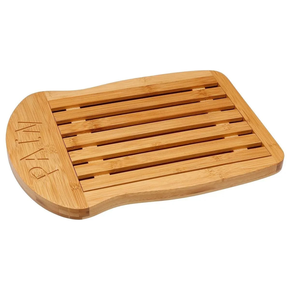 Tocator bambus dublu cu colector firimituri, 34x26x2 cm, practic ecologic, natur — imaginea 2