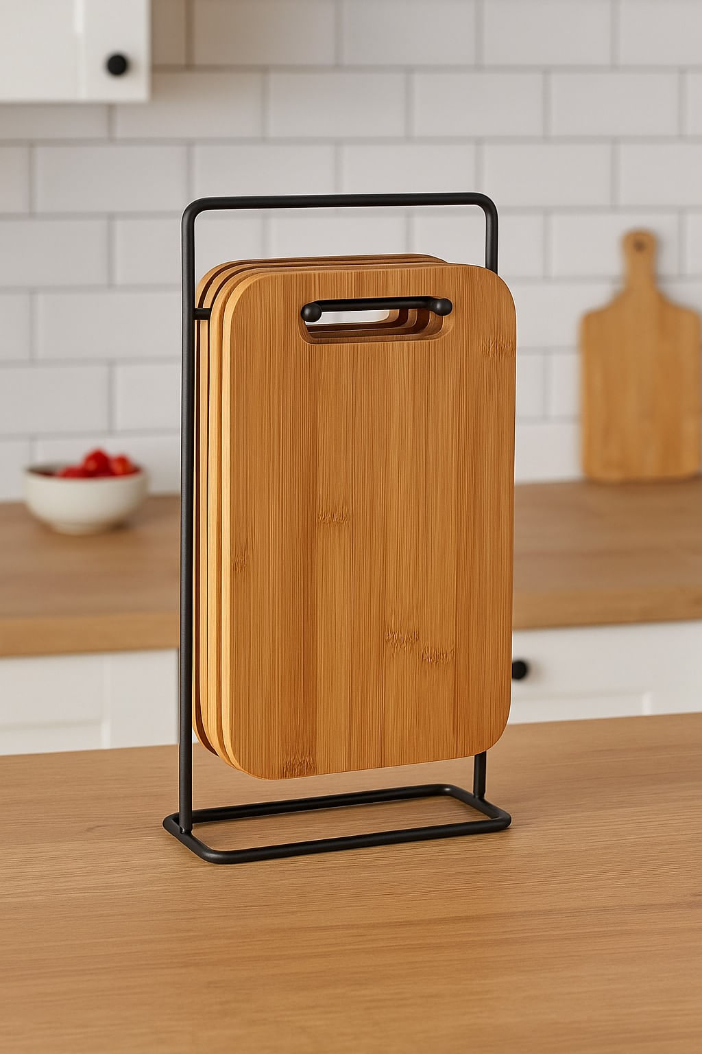 Set 4 platouri tapas 5Five din bambus cu suport metalic, 15x7x27 cm, natur — imaginea 2