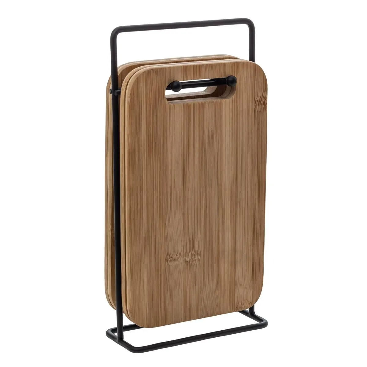 Set 4 platouri tapas 5Five din bambus cu suport metalic, 15x7x27 cm, natur — imaginea 3