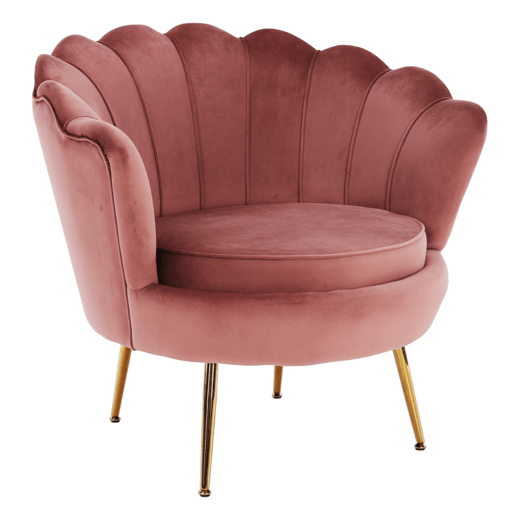 Fotoliu in stil Art-deco catifea Velvet roz/crom auriu NOBLIN