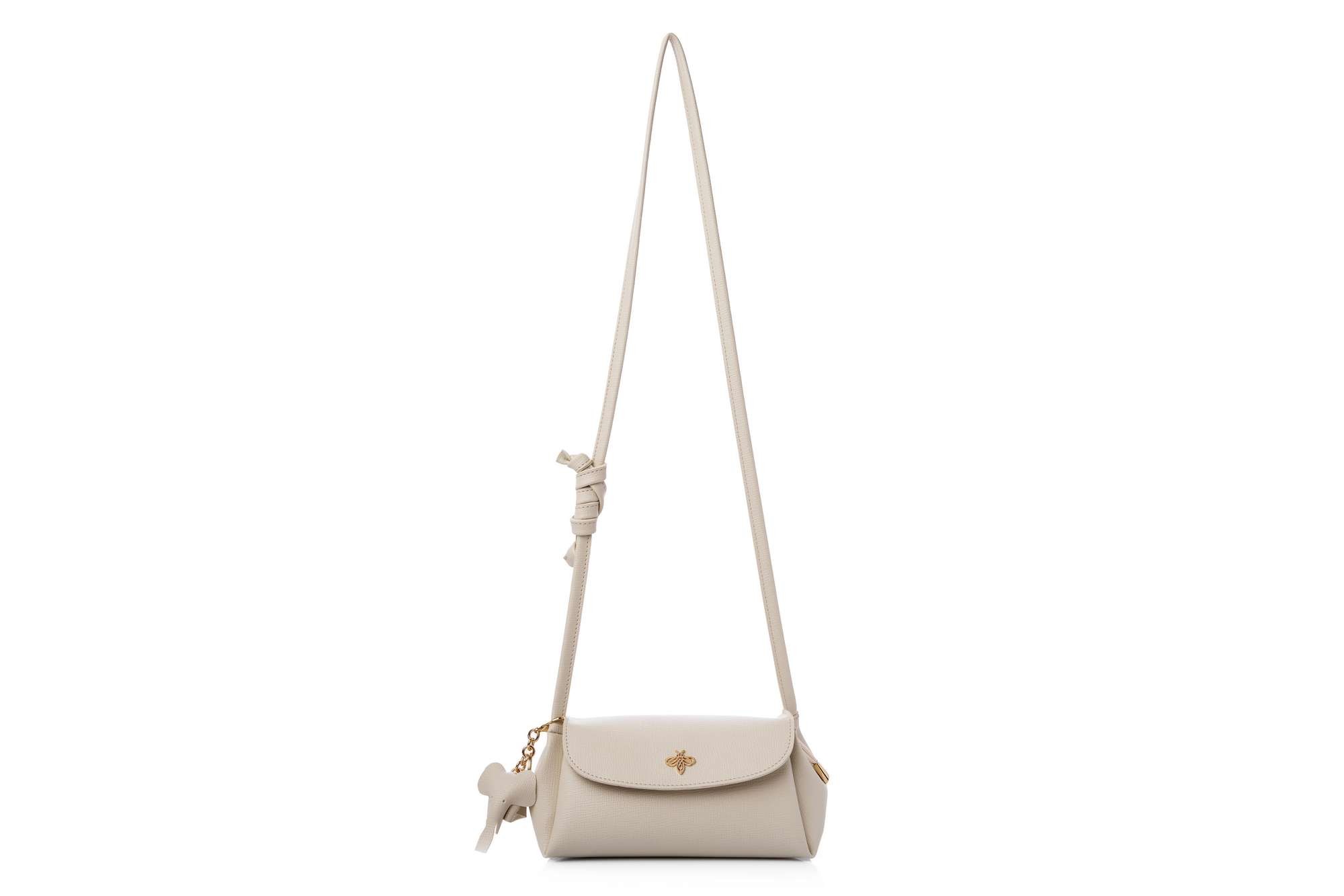 Geantă de umăr Lucky Bees, piele, 11 x 22 x 12 cm, crem, 671LKB2148