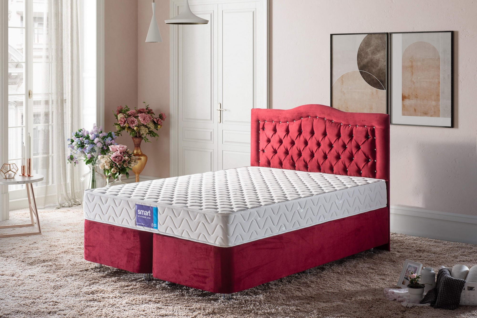 Saltea Hanah Home, bumbac, 200 x 200 x 23 cm, alb, 480NRN1312 — imaginea 3