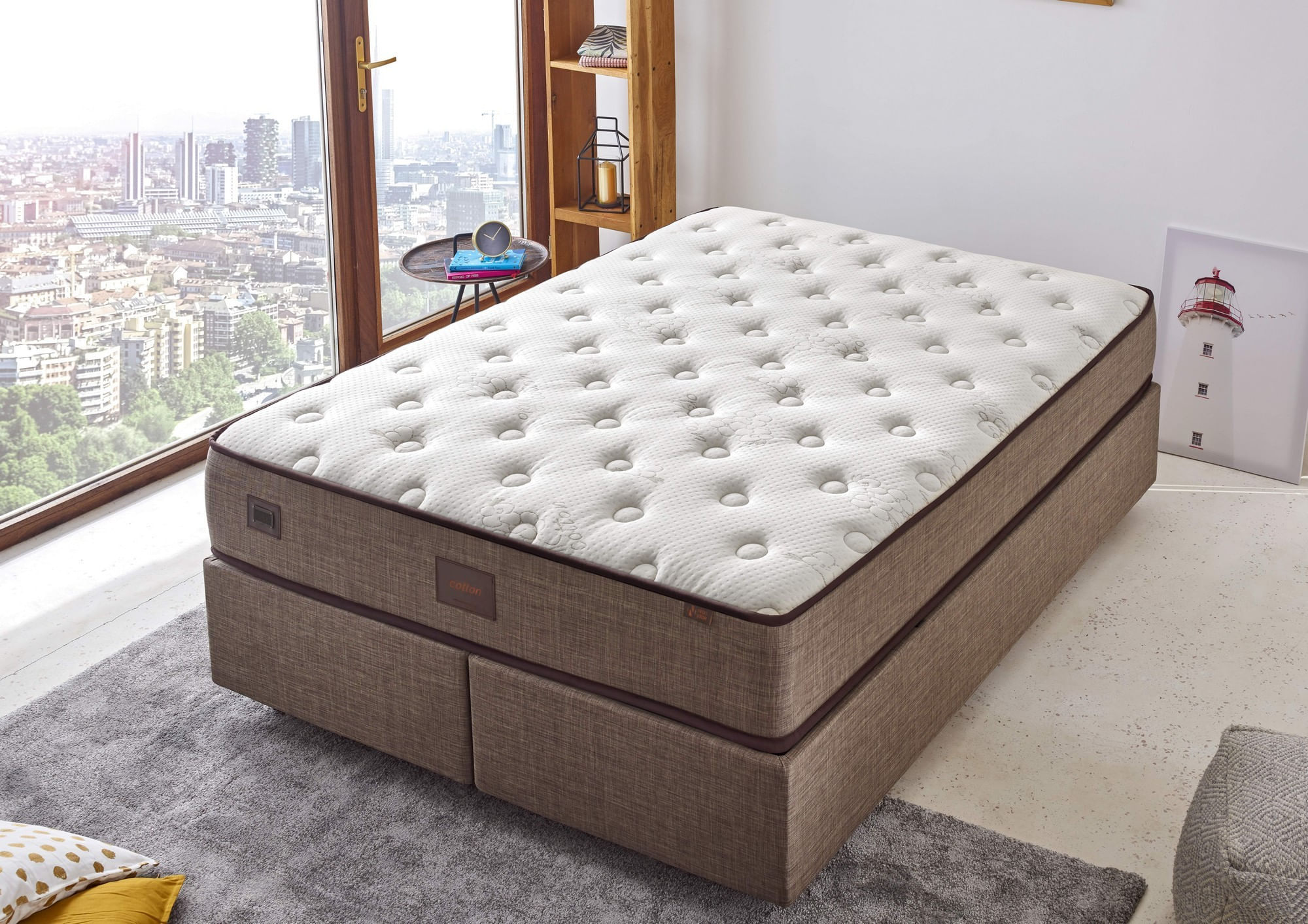 Saltea Hanah Home, bumbac, 90 x 190 x 32 cm, alb/bej/maro, 480NRN1131 — imaginea 3