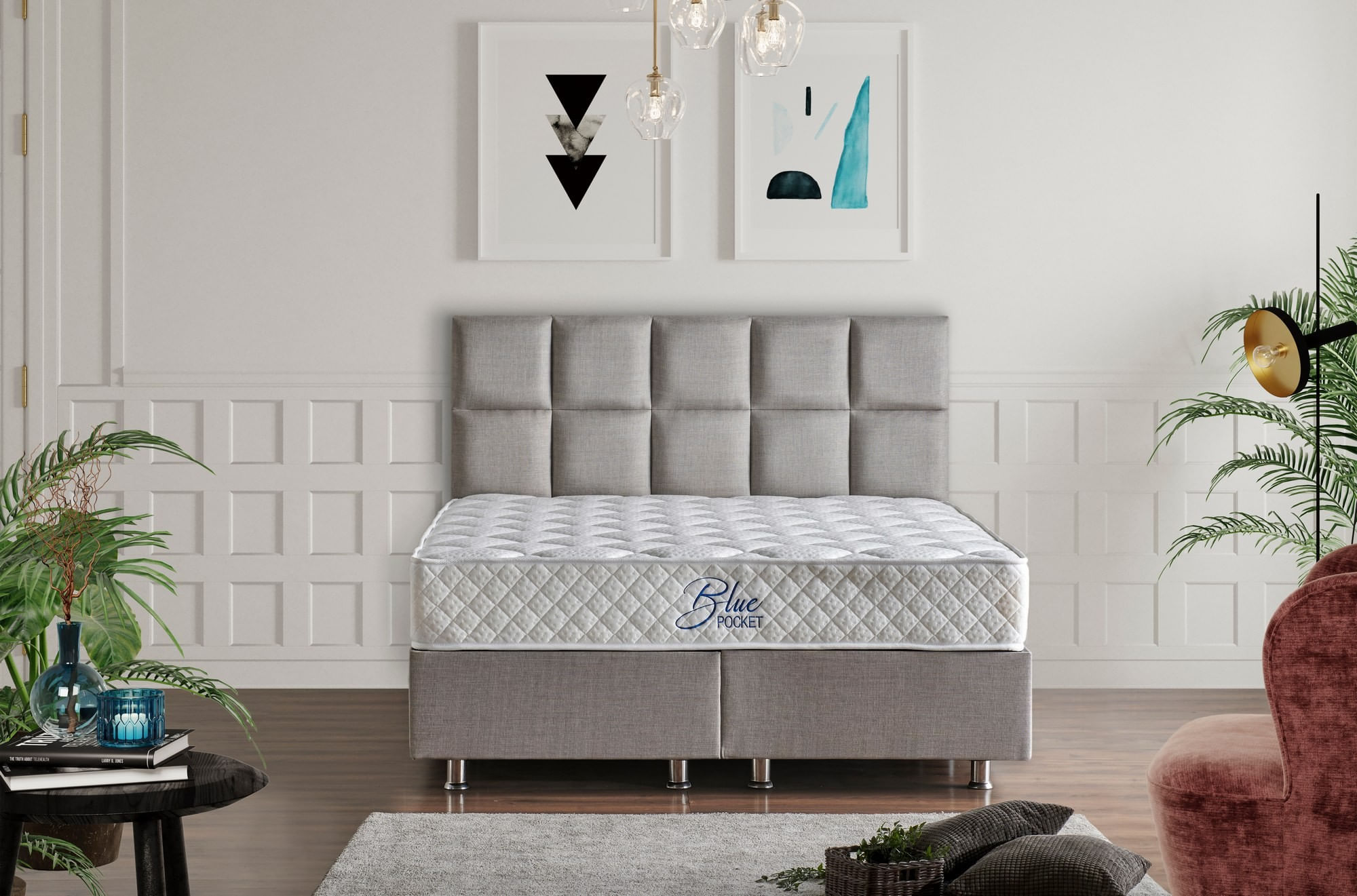 Saltea Hanah Home, burete, 200 x 200 x 26 cm, alb, 480NRN1366 — imaginea 3