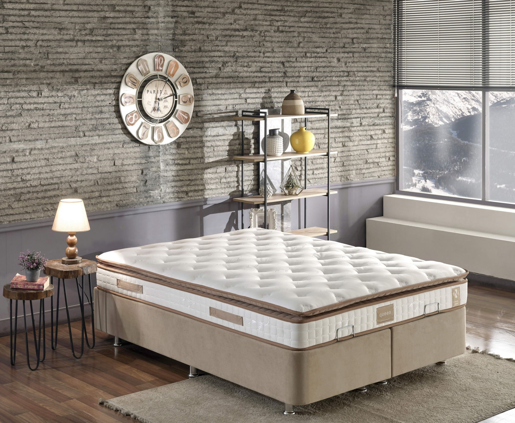 Saltea Hanah Home, in/fetru, 200 x 200 x 25 cm, alb/maro, 480NRN1271 — imaginea 2