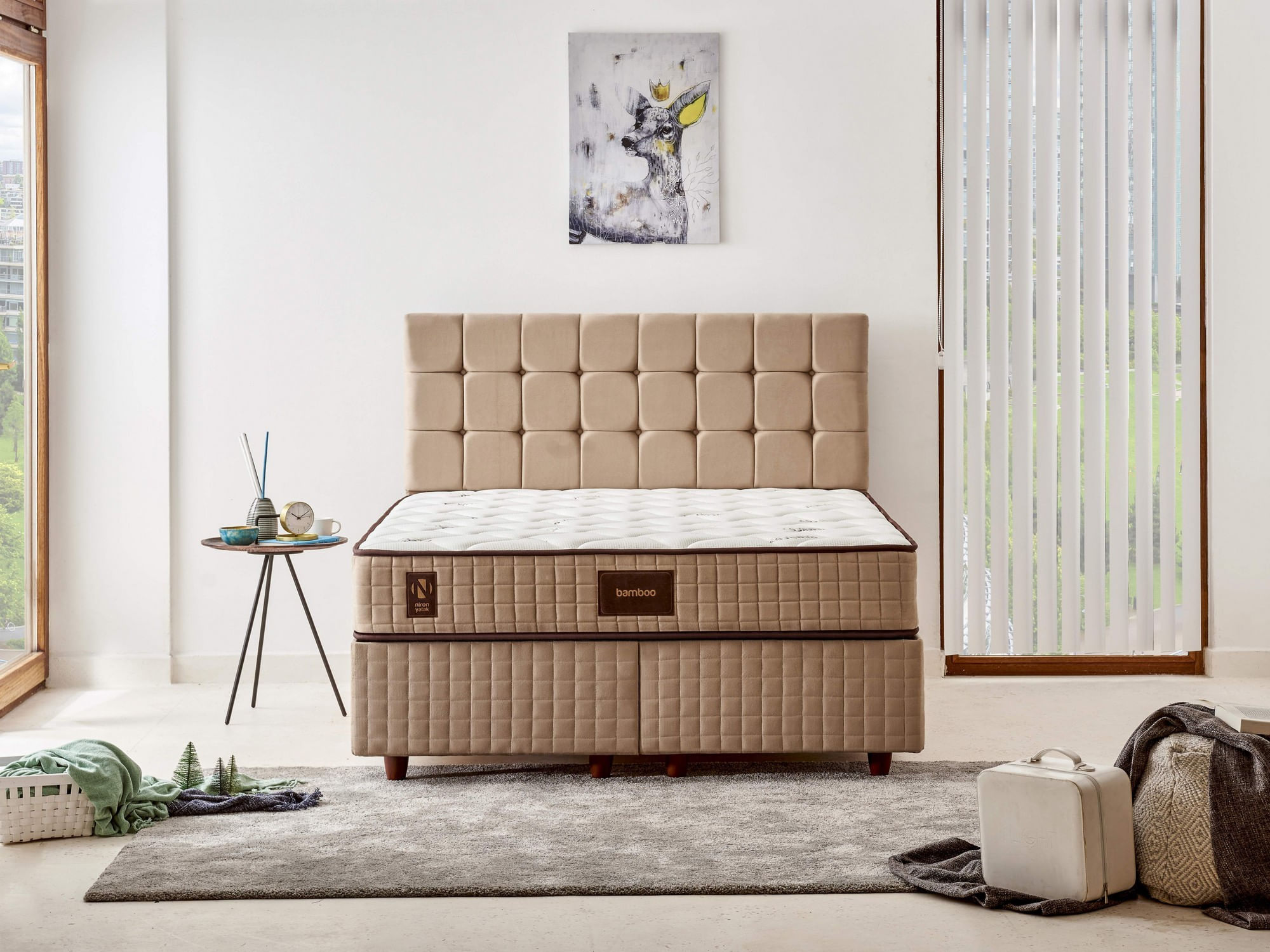 Saltea Hanah Home, bambus, 180 x 200 x 25 cm, alb/bej/maro, 480NRN1109 — imaginea 2