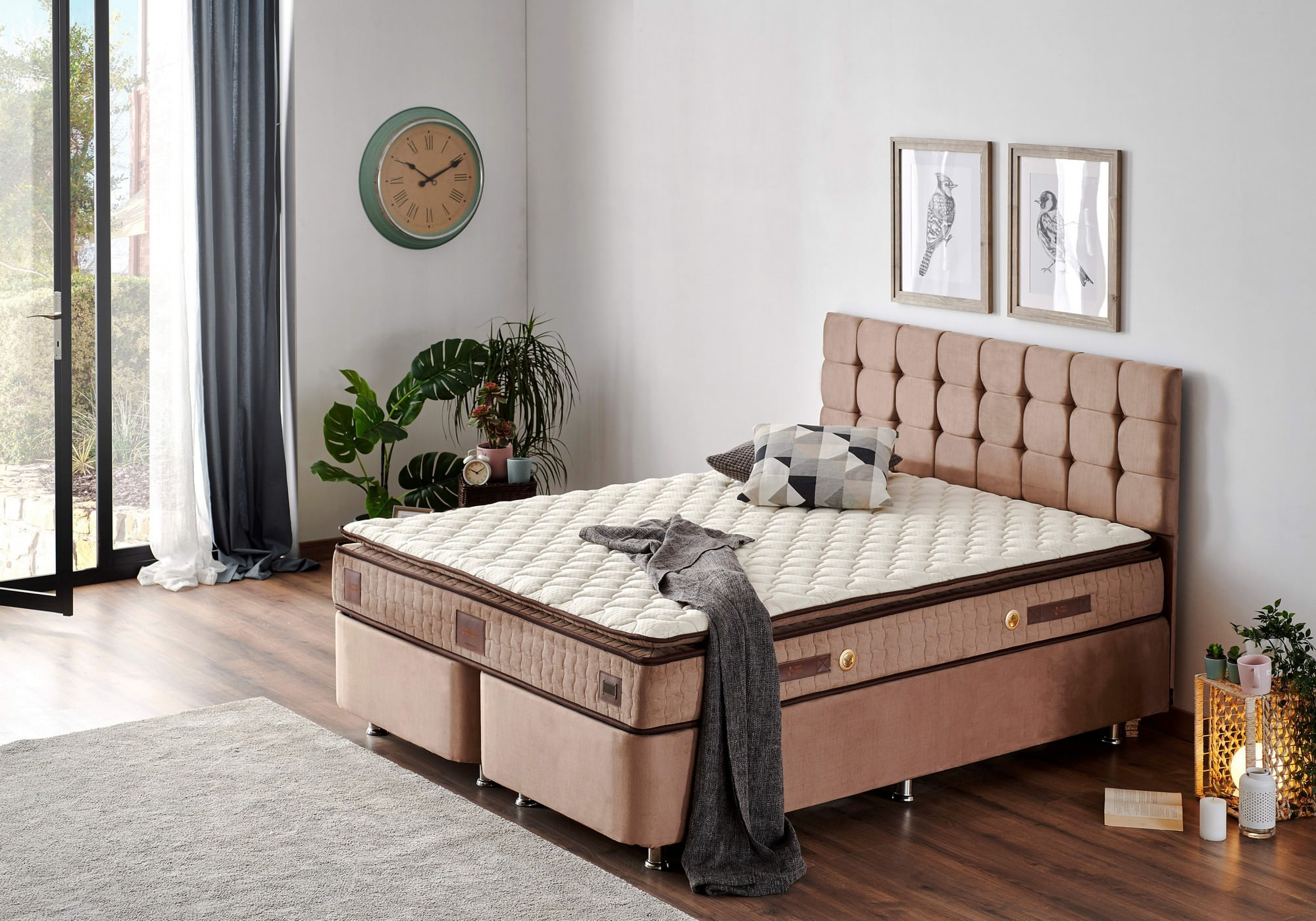 Saltea Hanah Home, 100% bumbac/fetru, 180 x 200 x 25 cm, alb/maro, 480NRN1345 — imaginea 6