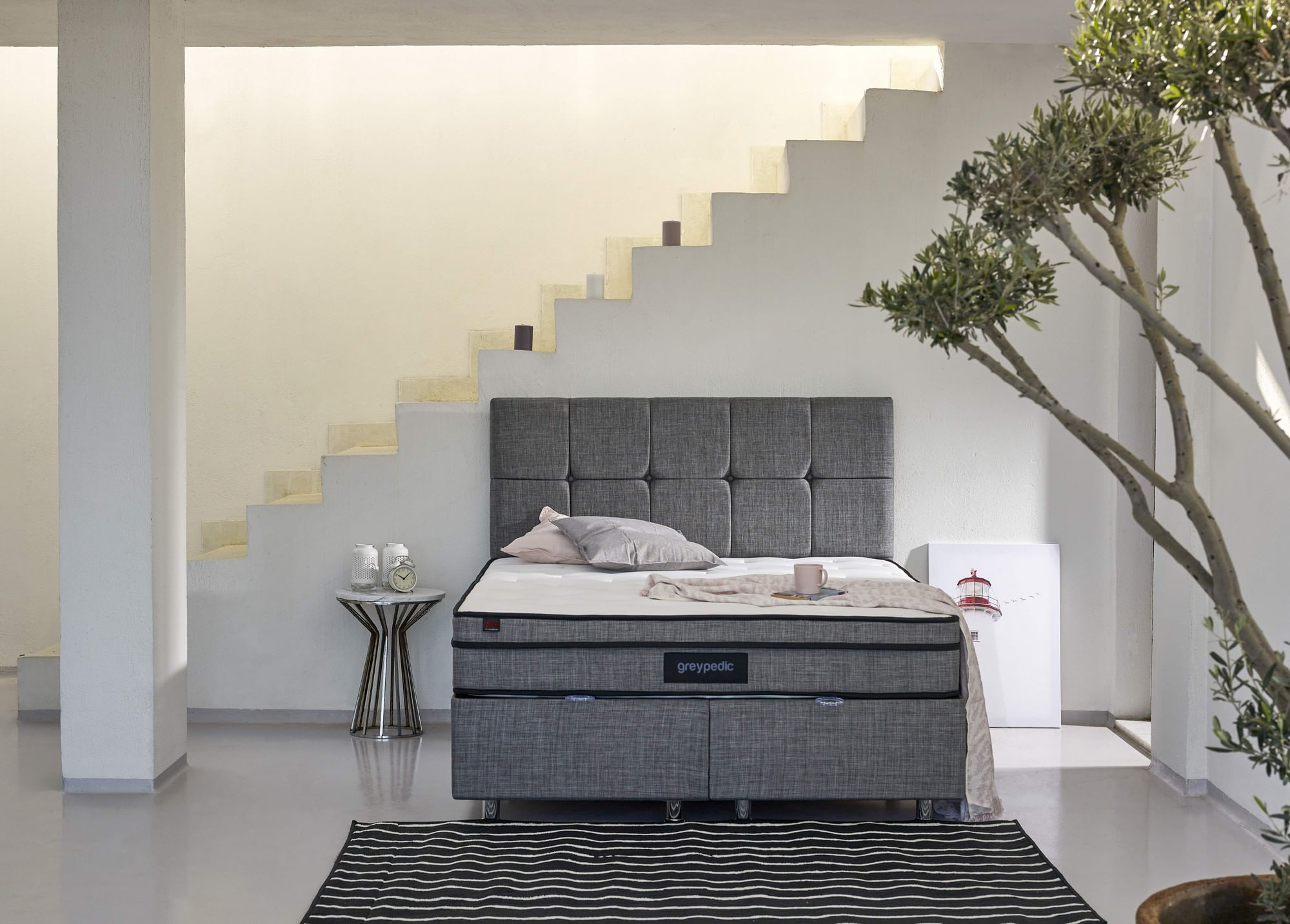Saltea Hanah Home, bumbac, 150 x 200 x 27 cm, alb/gri, 480NRN1197 — imaginea 4