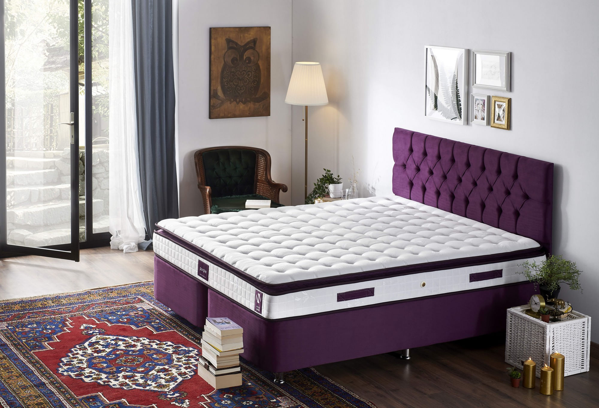 Saltea Hanah Home, in/fetru, 160 x 200 x 25 cm, alb/mov, 480NRN1259 — imaginea 2