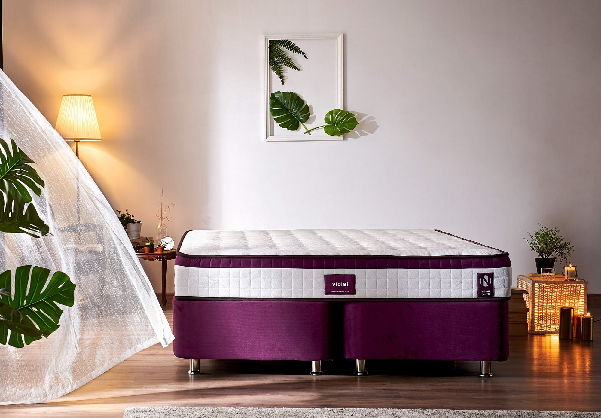 Saltea Hanah Home, 180 x 200 x 23 cm, alb/mov, 480NRN1335 — imaginea 4