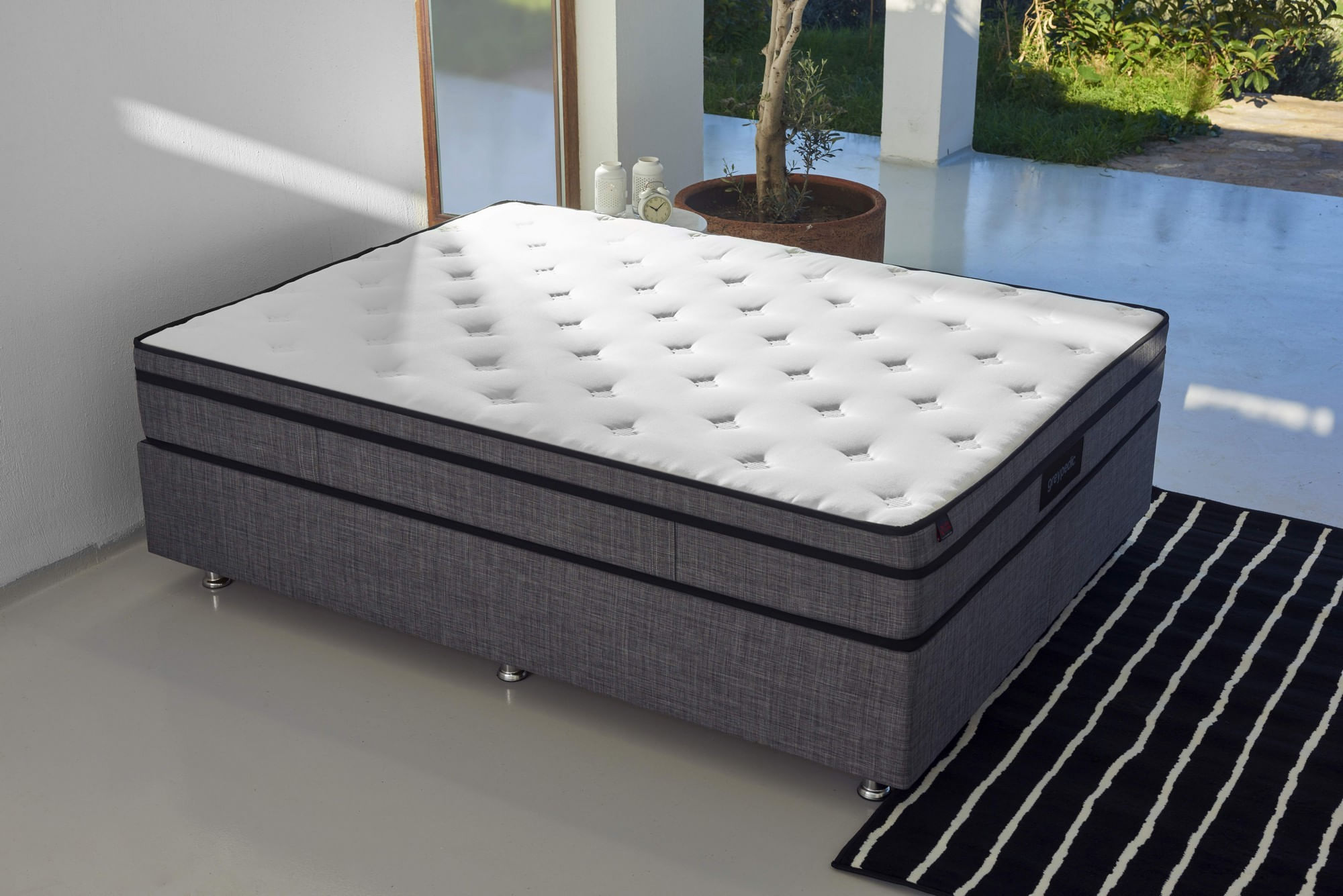 Saltea Hanah Home, bumbac, 140 x 200 x 27 cm, alb/gri, 480NRN1196 — imaginea 4