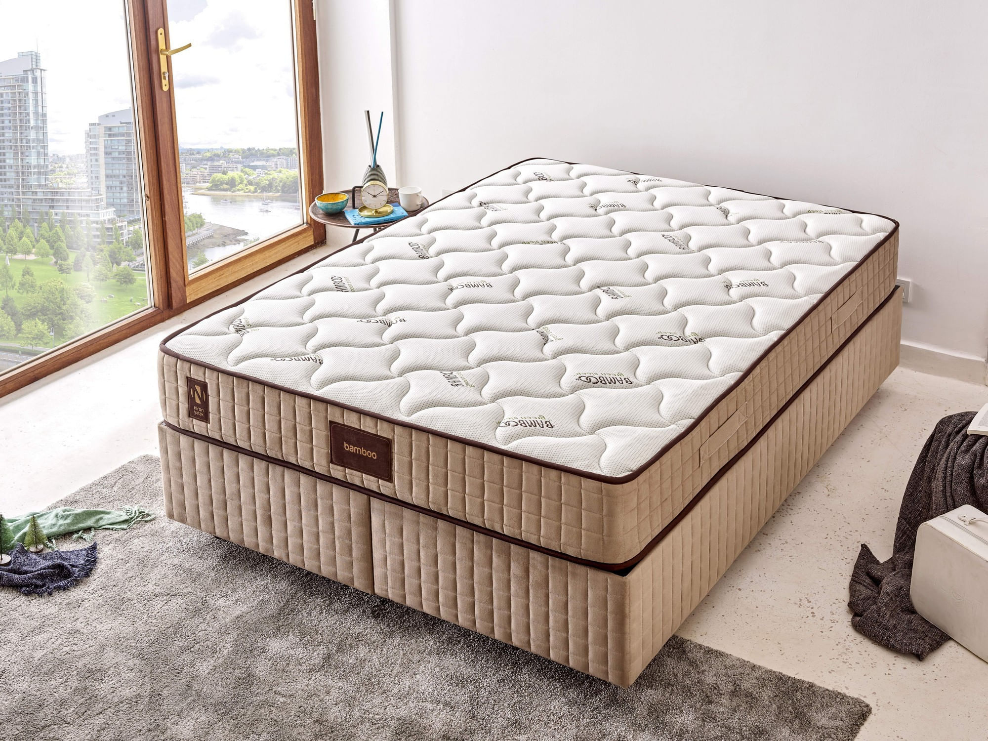 Saltea Hanah Home, bambus, 140 x 190 x 25 cm, alb/bej/maro, 480NRN1105 — imaginea 5