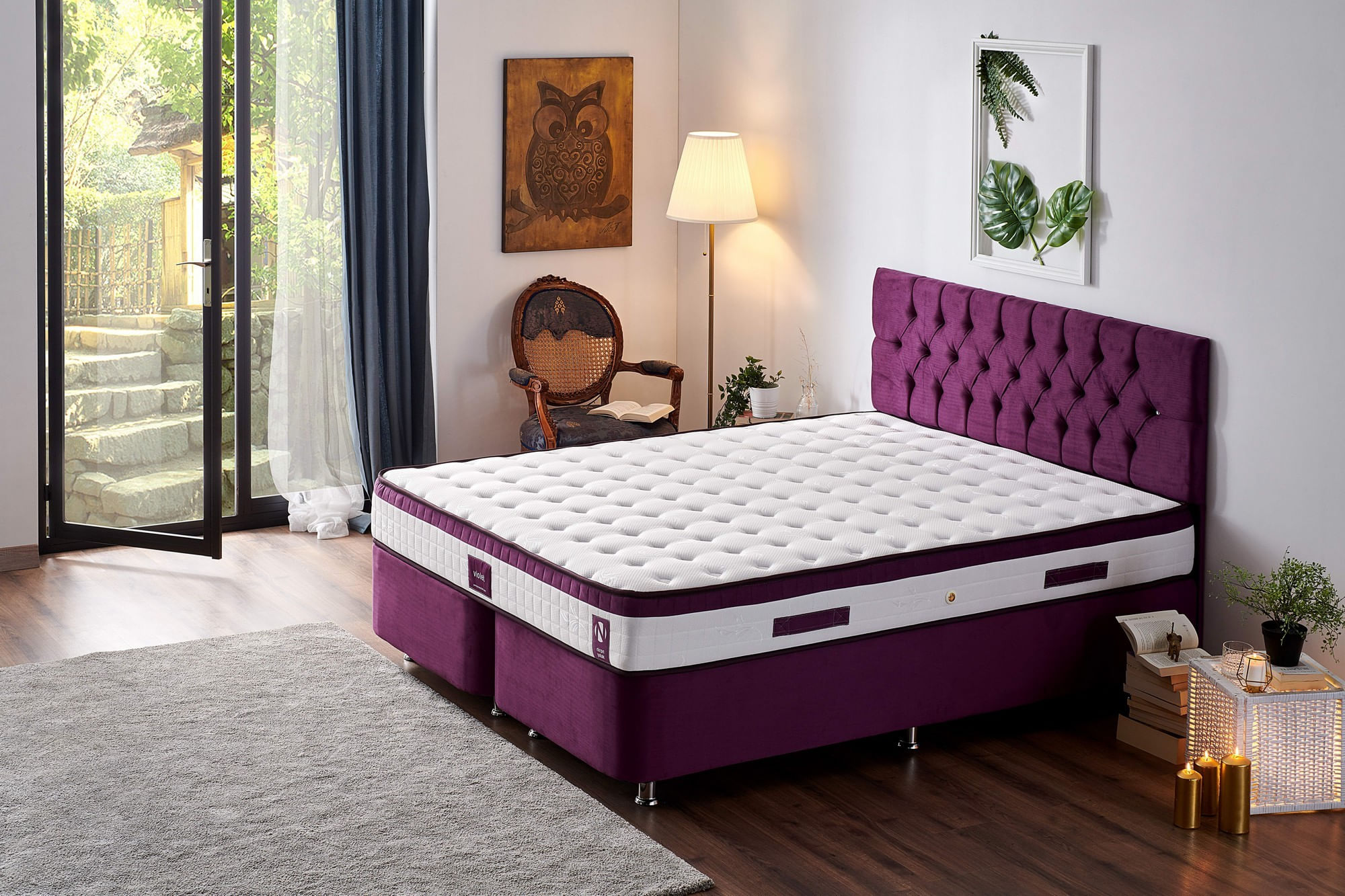 Saltea Hanah Home, 160 x 200 x 23 cm, alb/mov, 480NRN1334 — imaginea 3