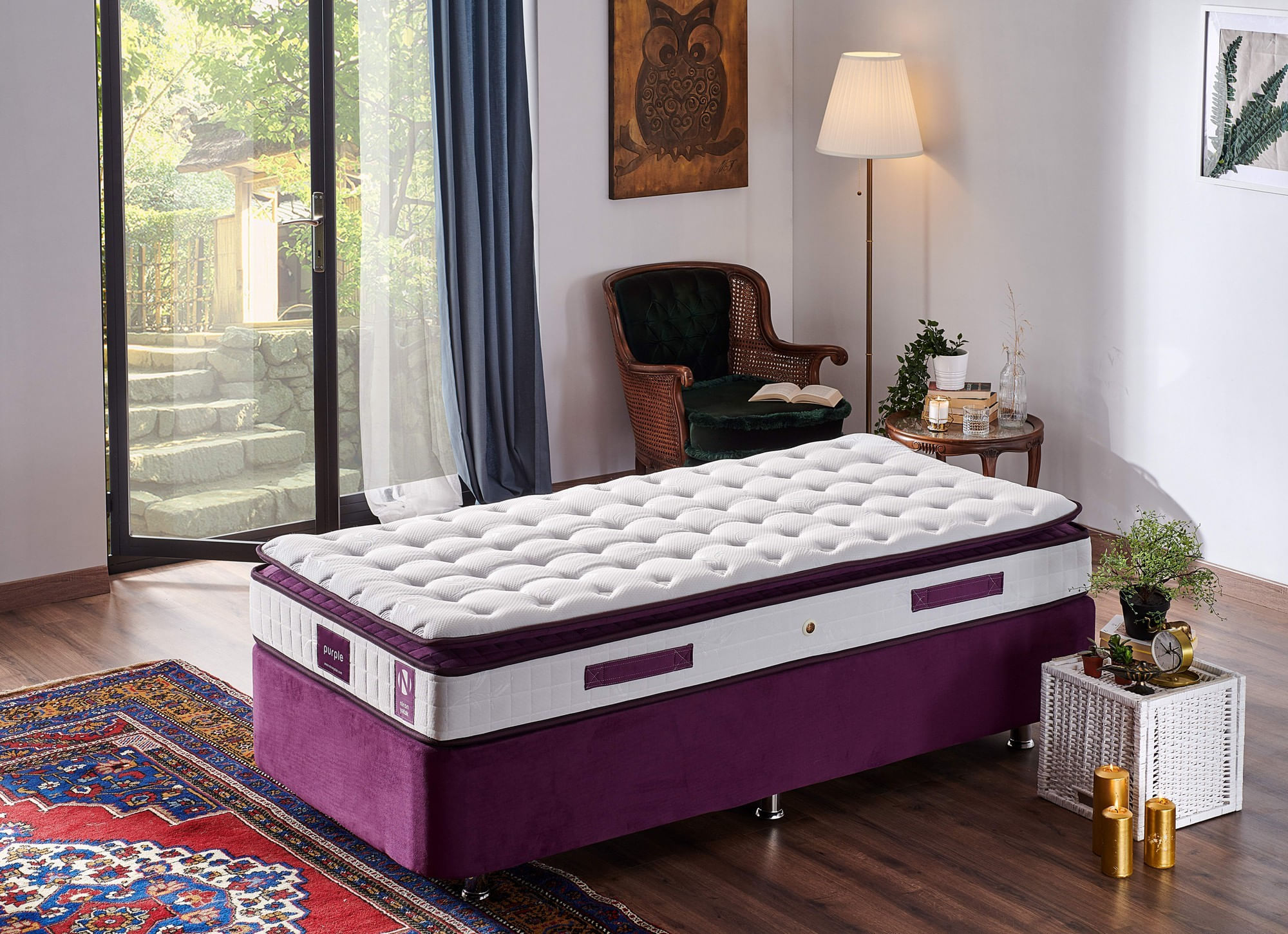 Saltea Hanah Home, in/fetru, 120 x 200 x 25 cm, alb/mov, 480NRN1255 — imaginea 2