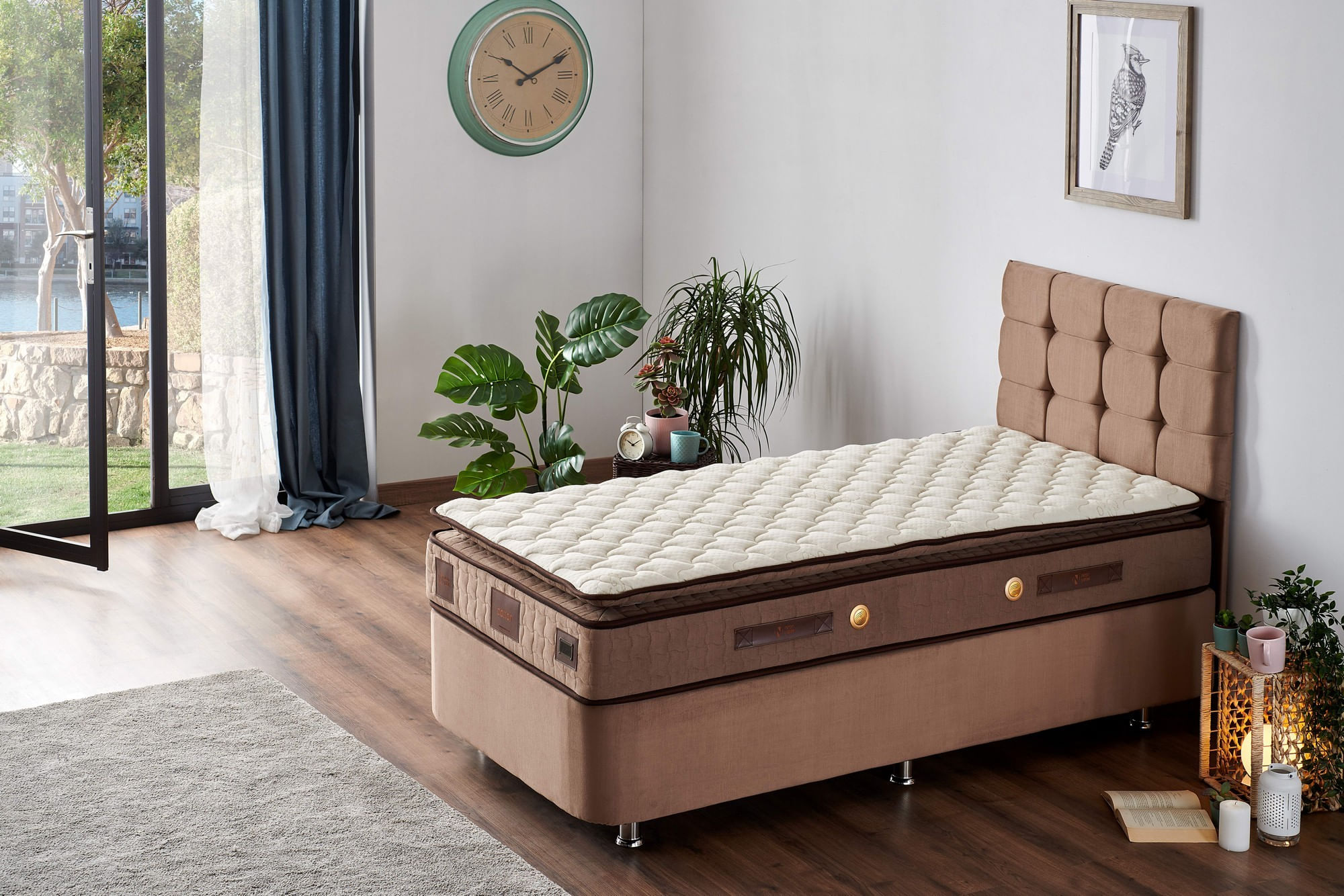 Saltea Hanah Home, 100% bumbac/fetru, 100 x 200 x 25 cm, alb/maro, 480NRN1339 — imaginea 3