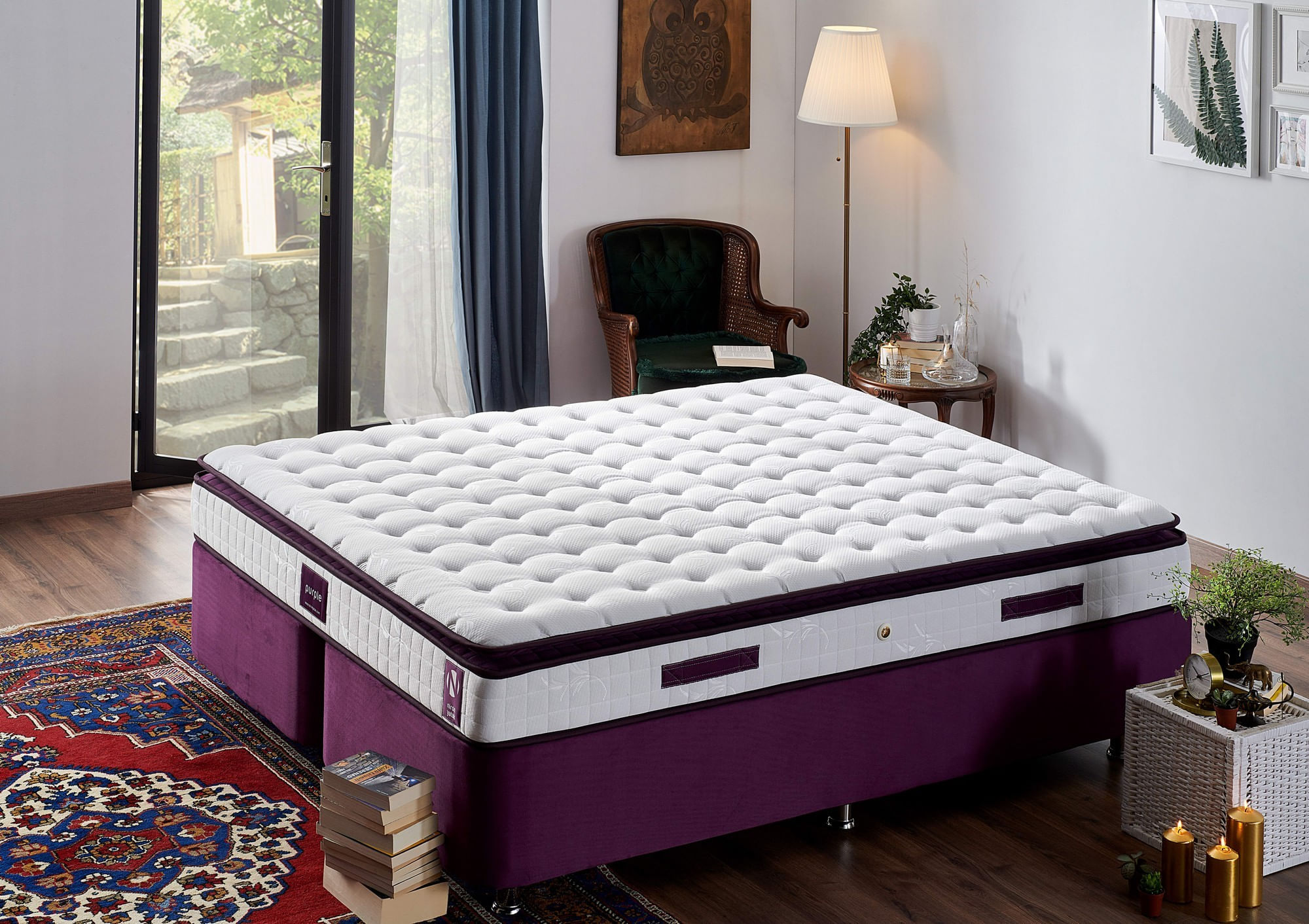 Saltea Hanah Home, in/fetru, 140 x 200 x 25 cm, alb/mov, 480NRN1257 — imaginea 5