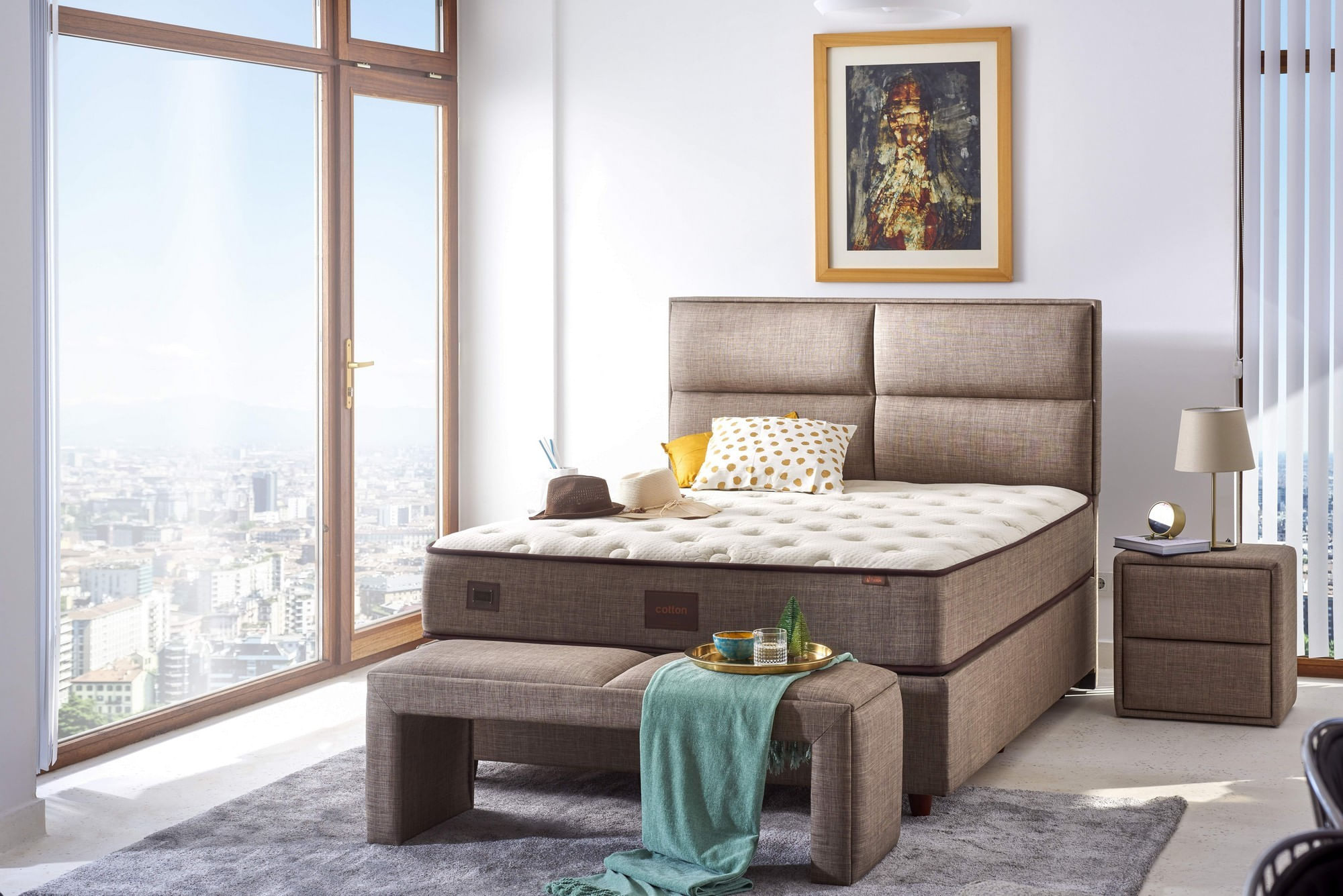 Saltea Hanah Home, bumbac, 90 x 200 x 32 cm, alb/bej/maro, 480NRN1132 — imaginea 2